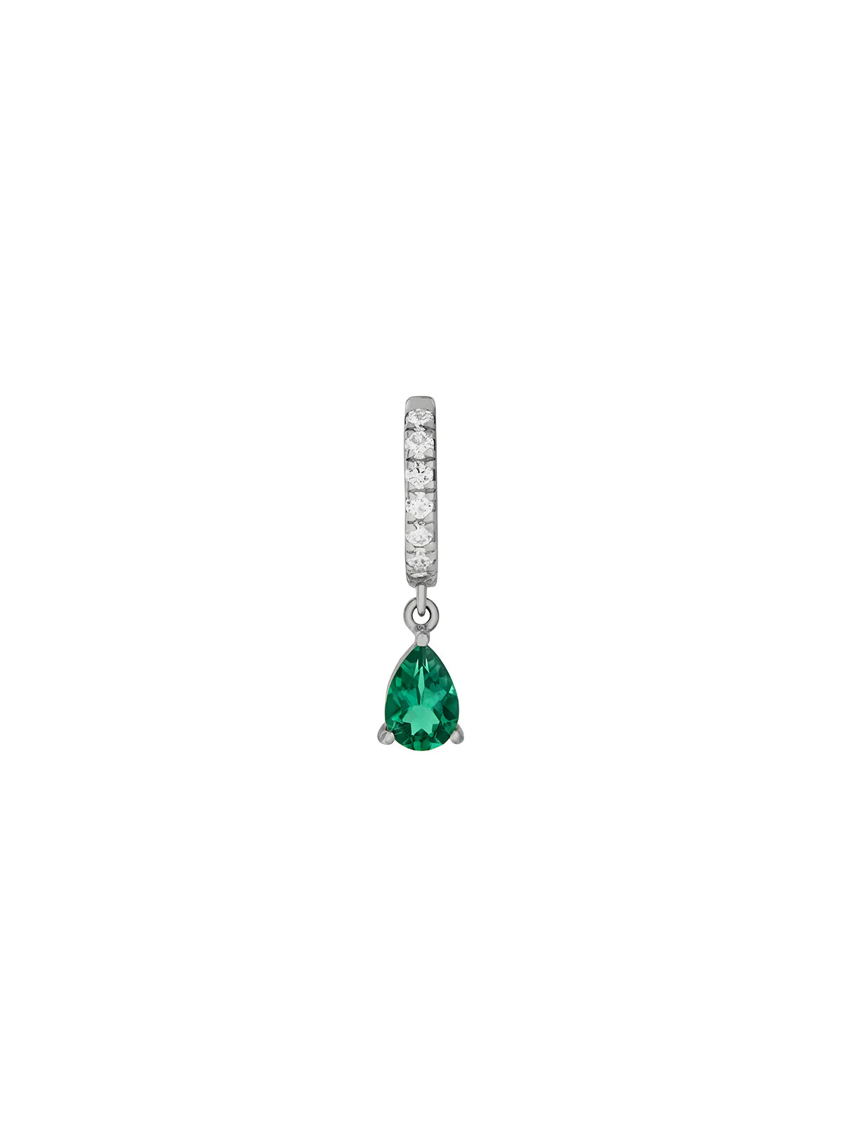 Dorsey - 14K PAVÉ PEAR - DROP HUGGIE EARRING IN LAB EMERALD