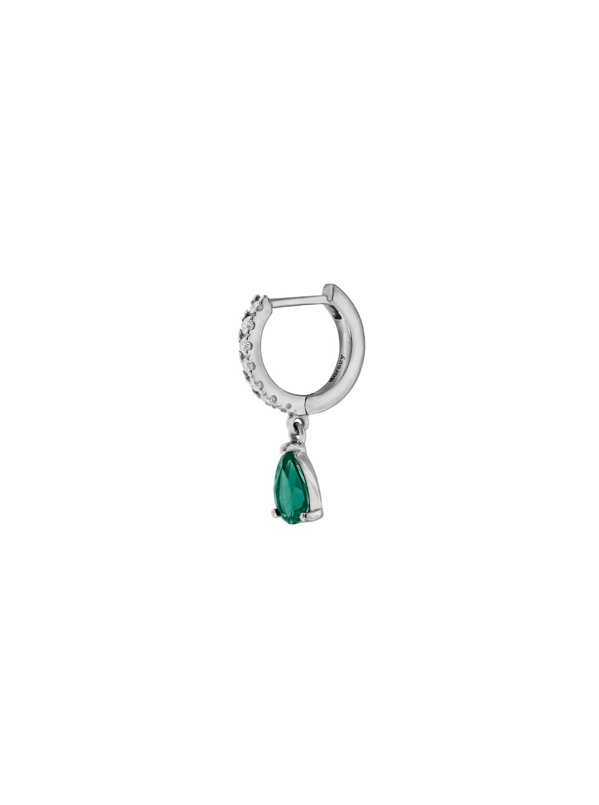 Dorsey - 14K PAVÉ PEAR - DROP HUGGIE EARRING IN LAB EMERALD - Image 2