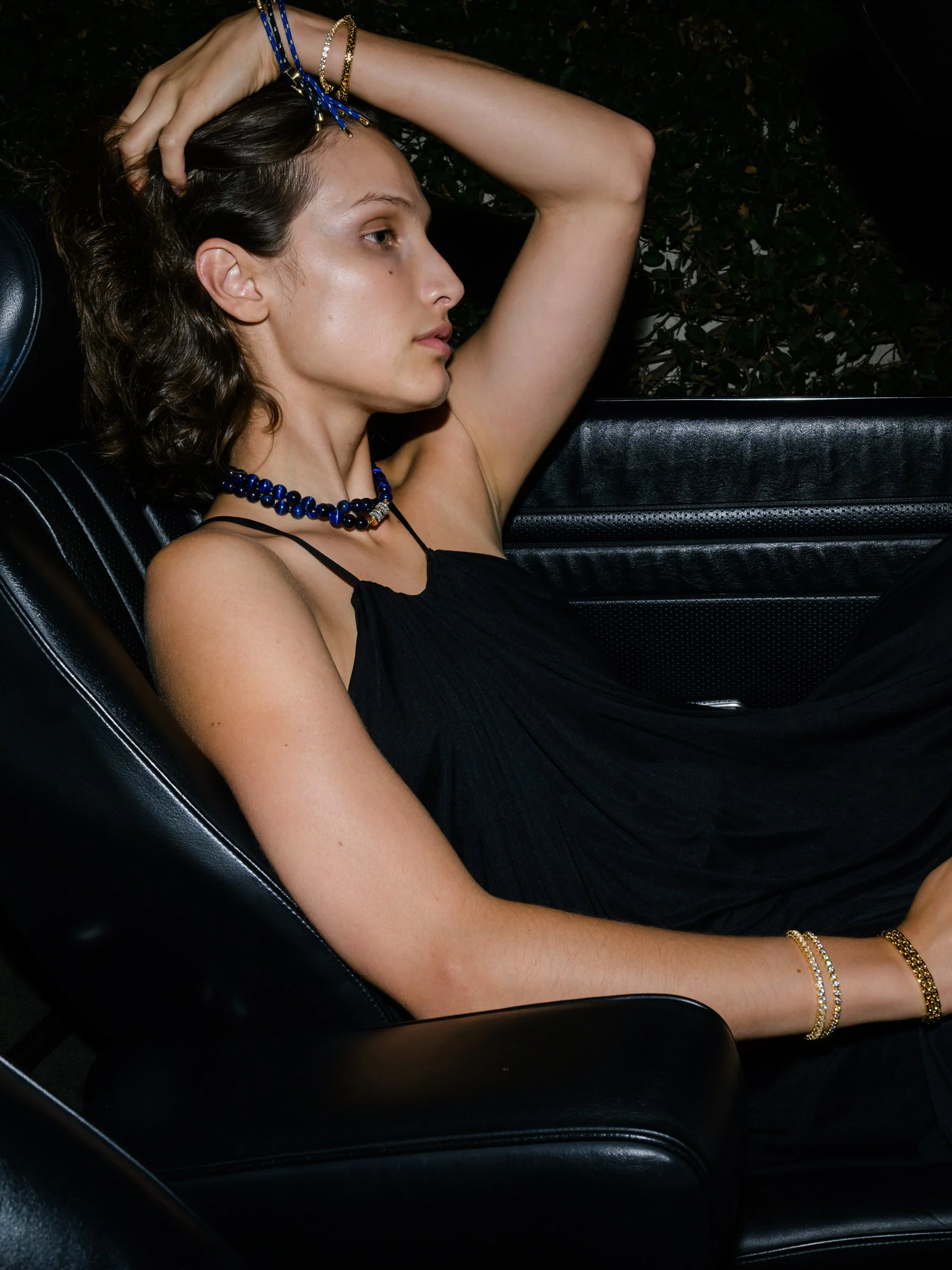 Dorsey - 14K YELLOW GOLD BAGUETTE LAB DIAMOND BLUE TIGER'S EYE NECKLACE - Image 5