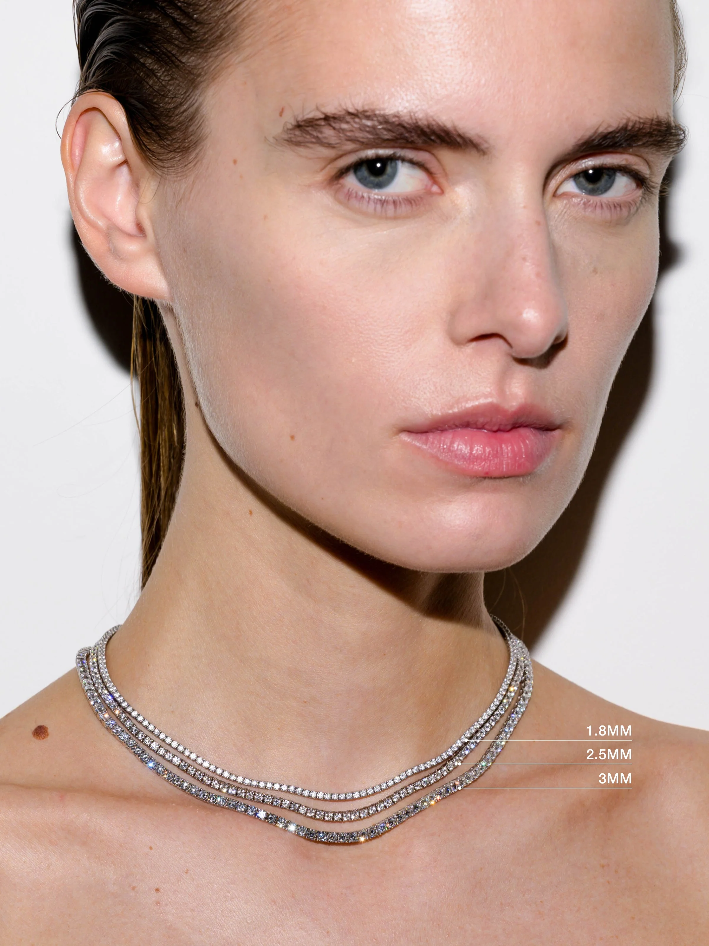 Dorsey - 14K MOSS RIVIÈRE NECKLACE IN 3MM LAB DIAMOND - Image 3