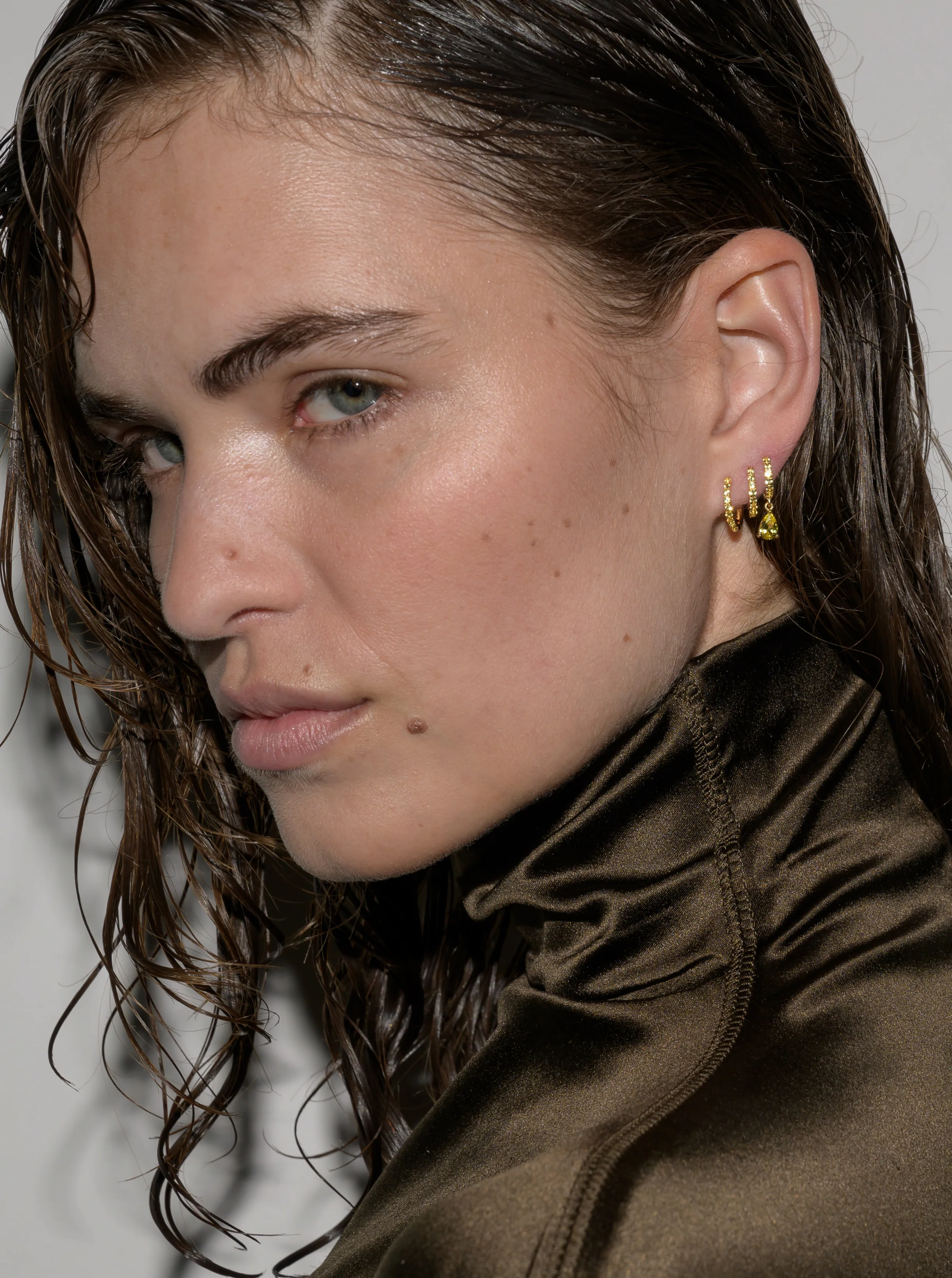 Dorsey - 14K PAVÉ PEAR - DROP HUGGIE EARRING IN LAB YELLOW DIAMOND - Image 3
