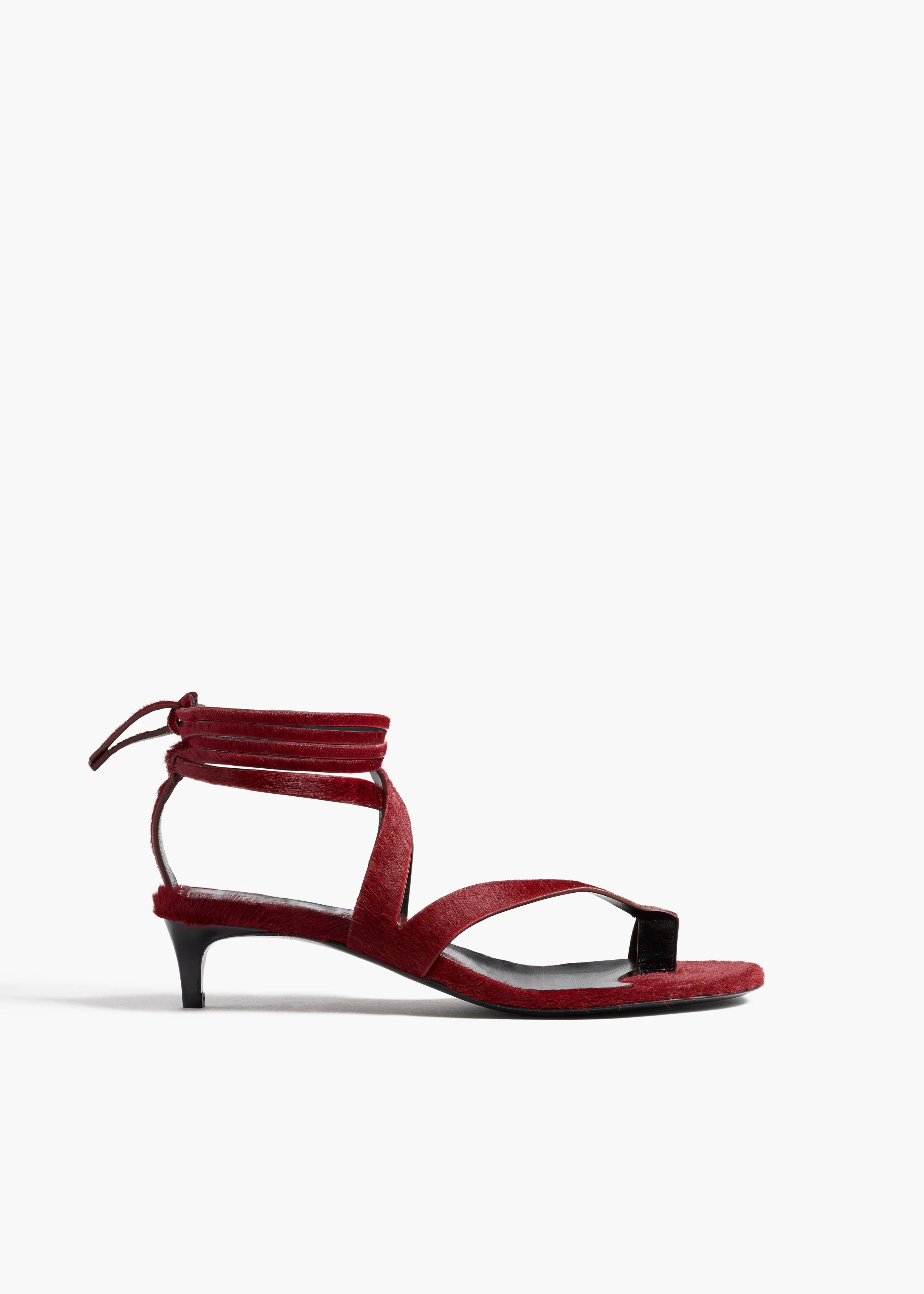 Khaite - Aimee Kitten Heel Sandal in Cherry Haircalf - Image 6
