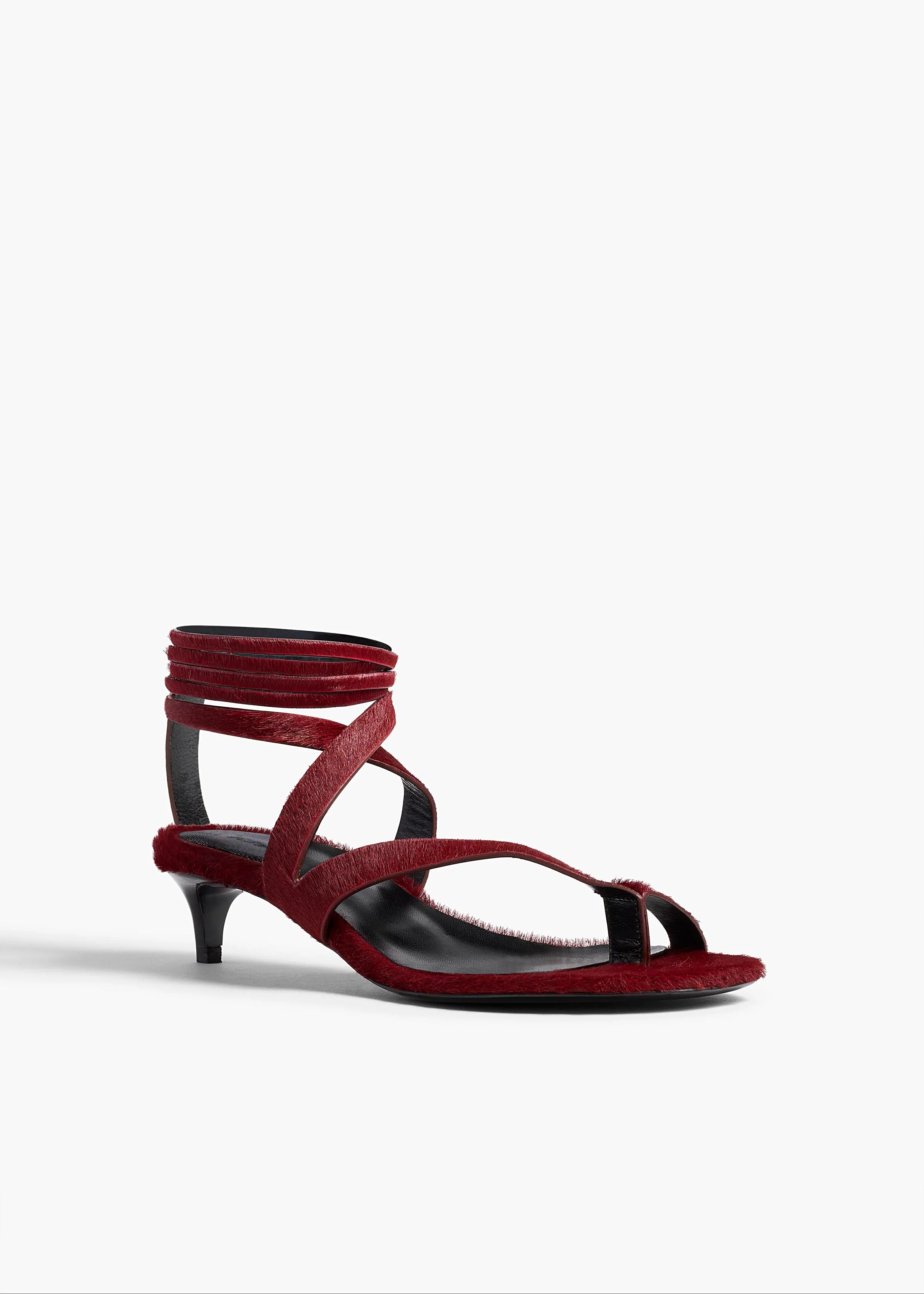 Khaite - Aimee Kitten Heel Sandal in Cherry Haircalf - Image 7