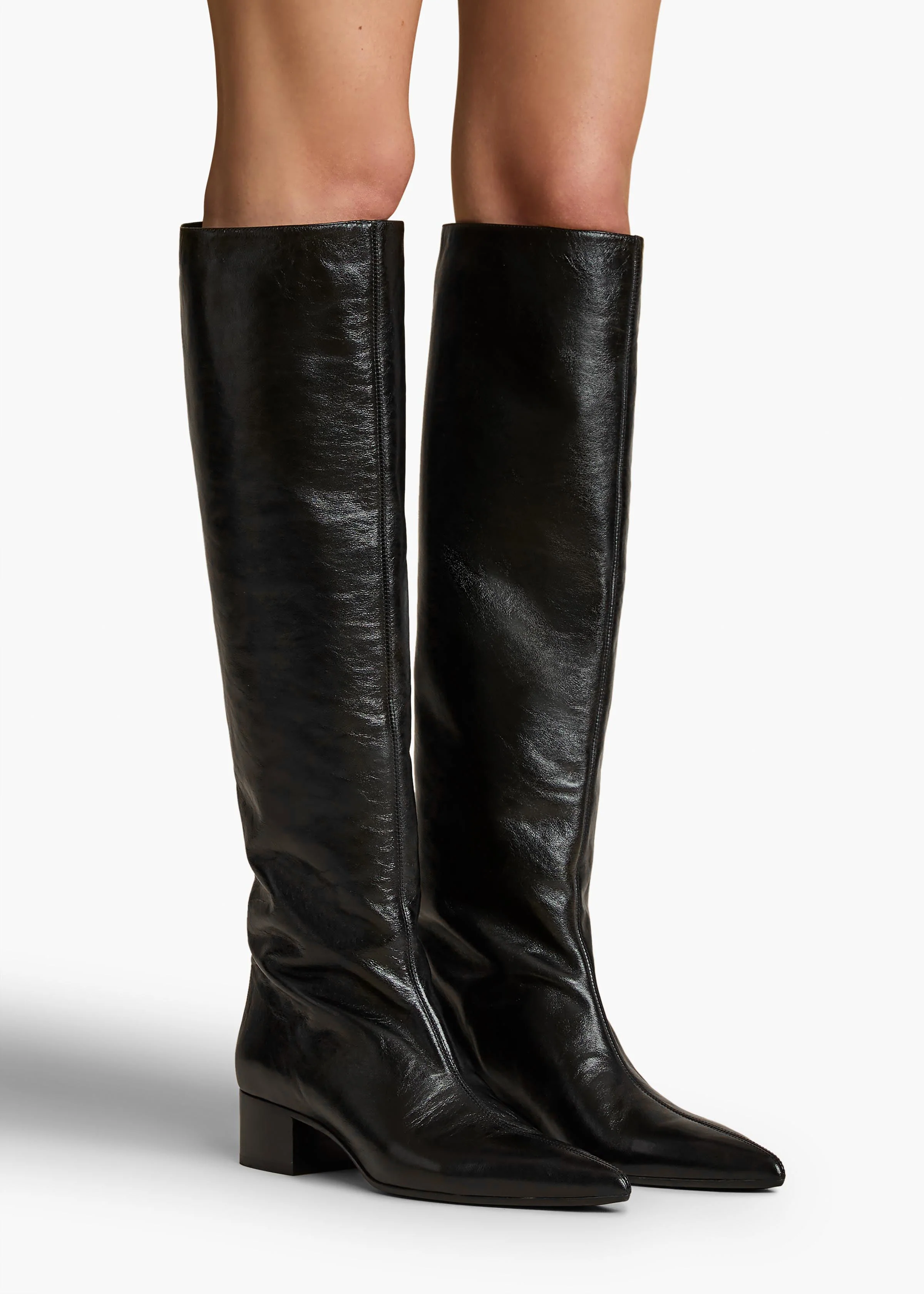 Khaite - Andee Knee - High Boot in Black Glazed Leather - Image 11