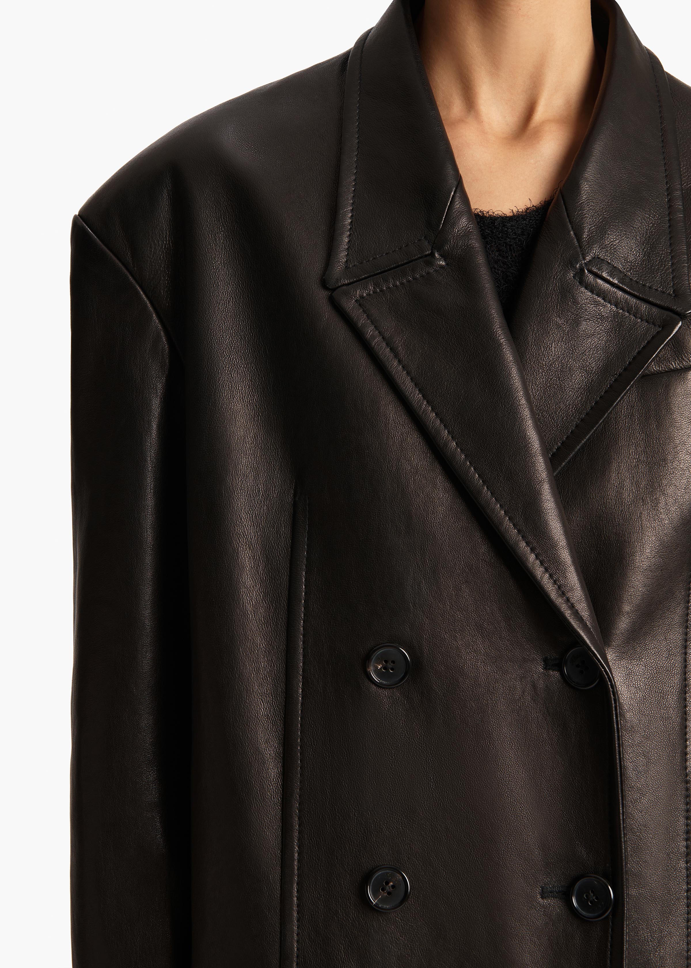 Khaite - Andors Coat in Black Leather - Image 12