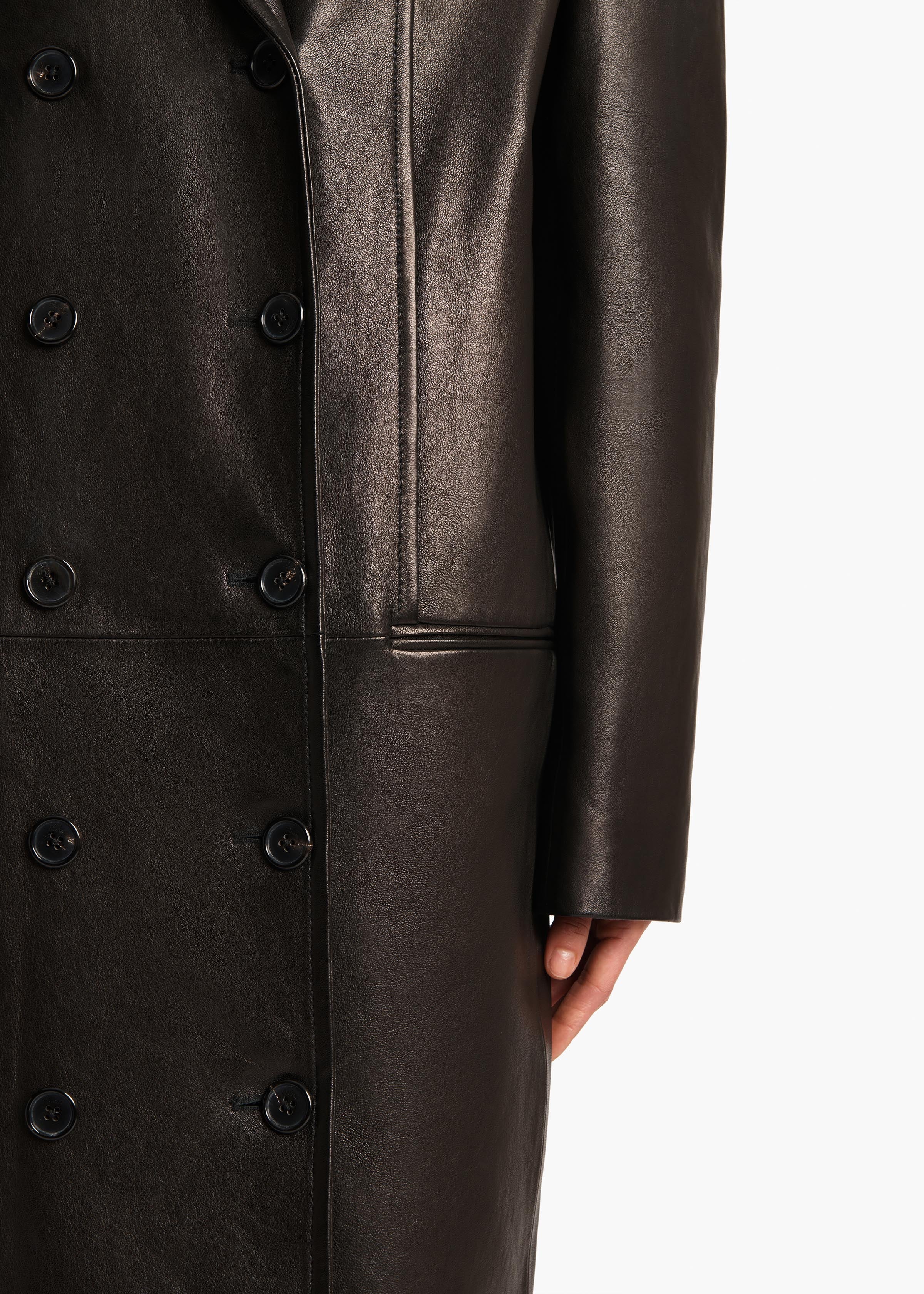 Khaite - Andors Coat in Black Leather - Image 13