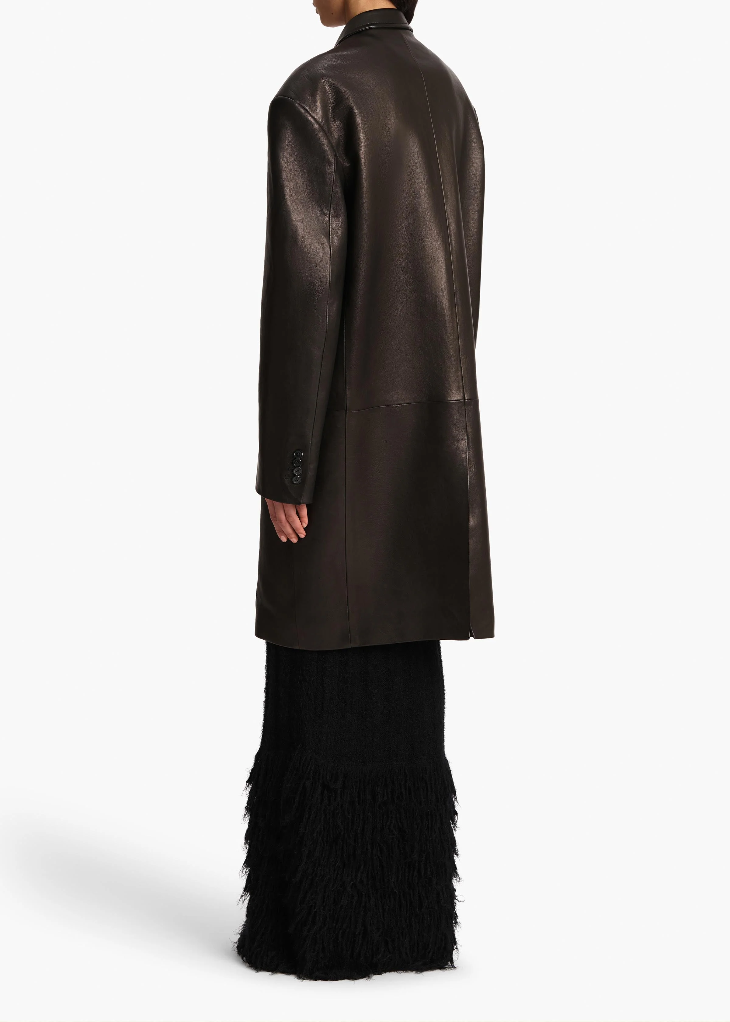 Khaite - Andors Coat in Black Leather - Image 4