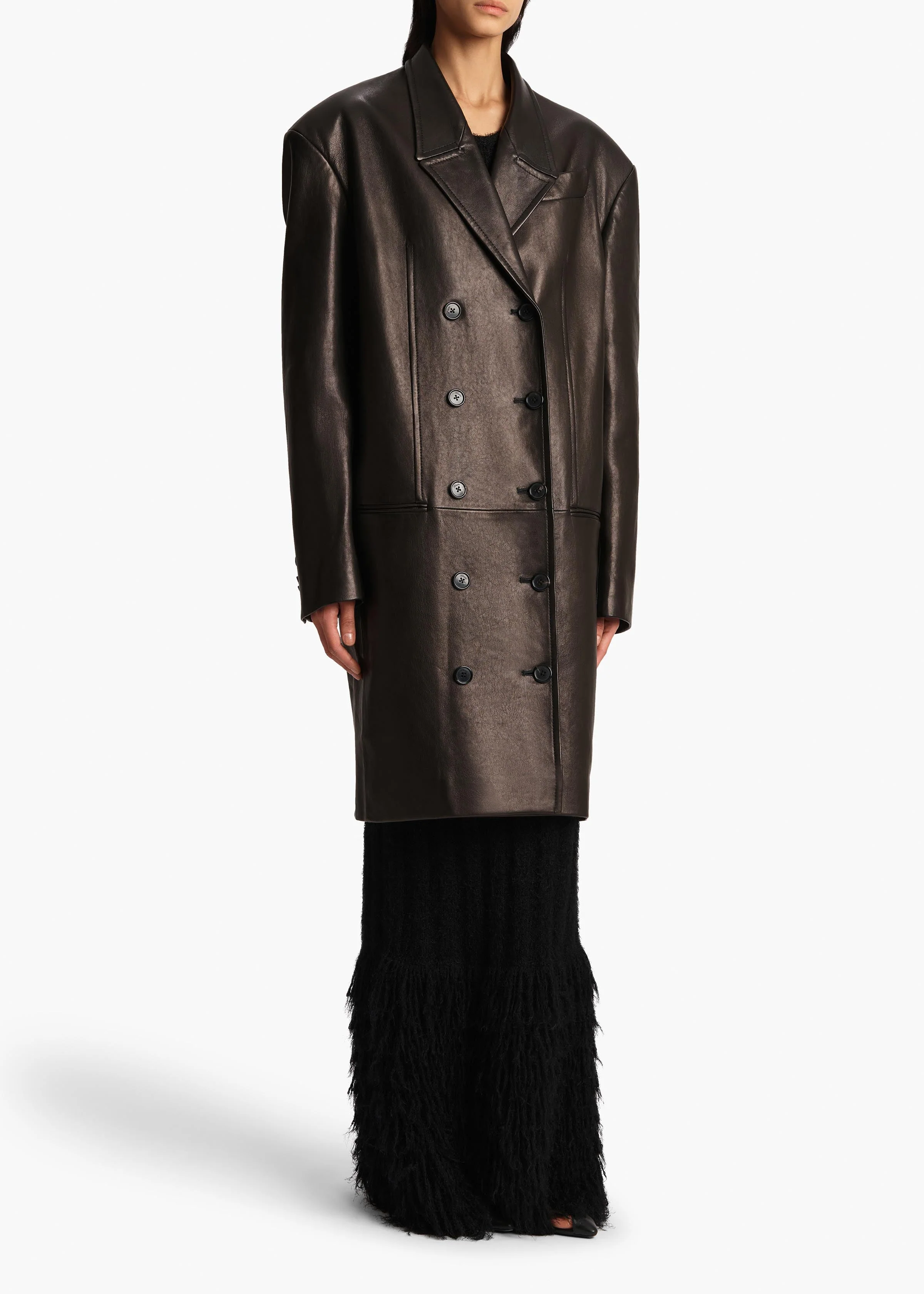 Khaite - Andors Coat in Black Leather - Image 9