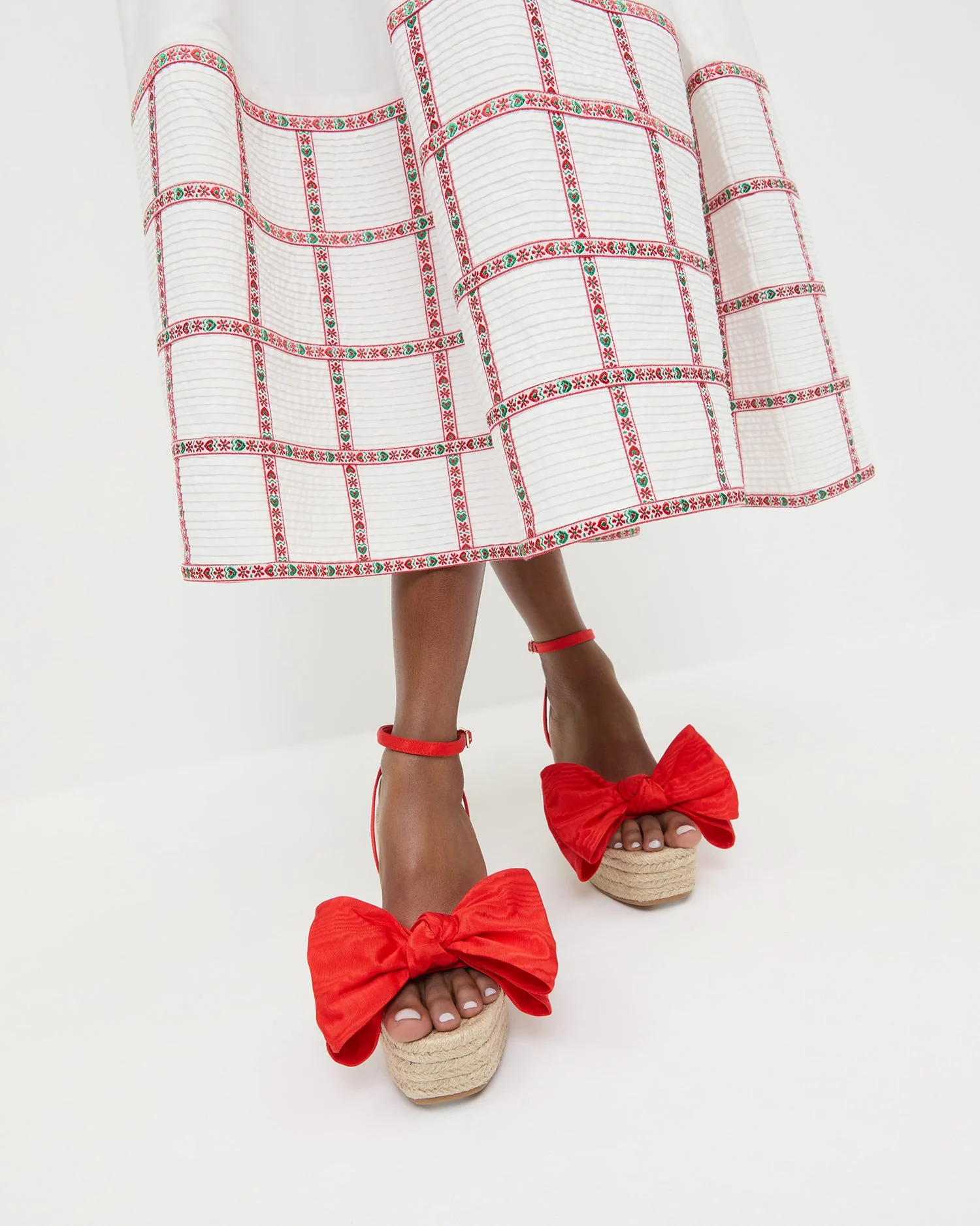 Loeffler Randall - Angelina Red Moiré Bow Wedge - Image 2