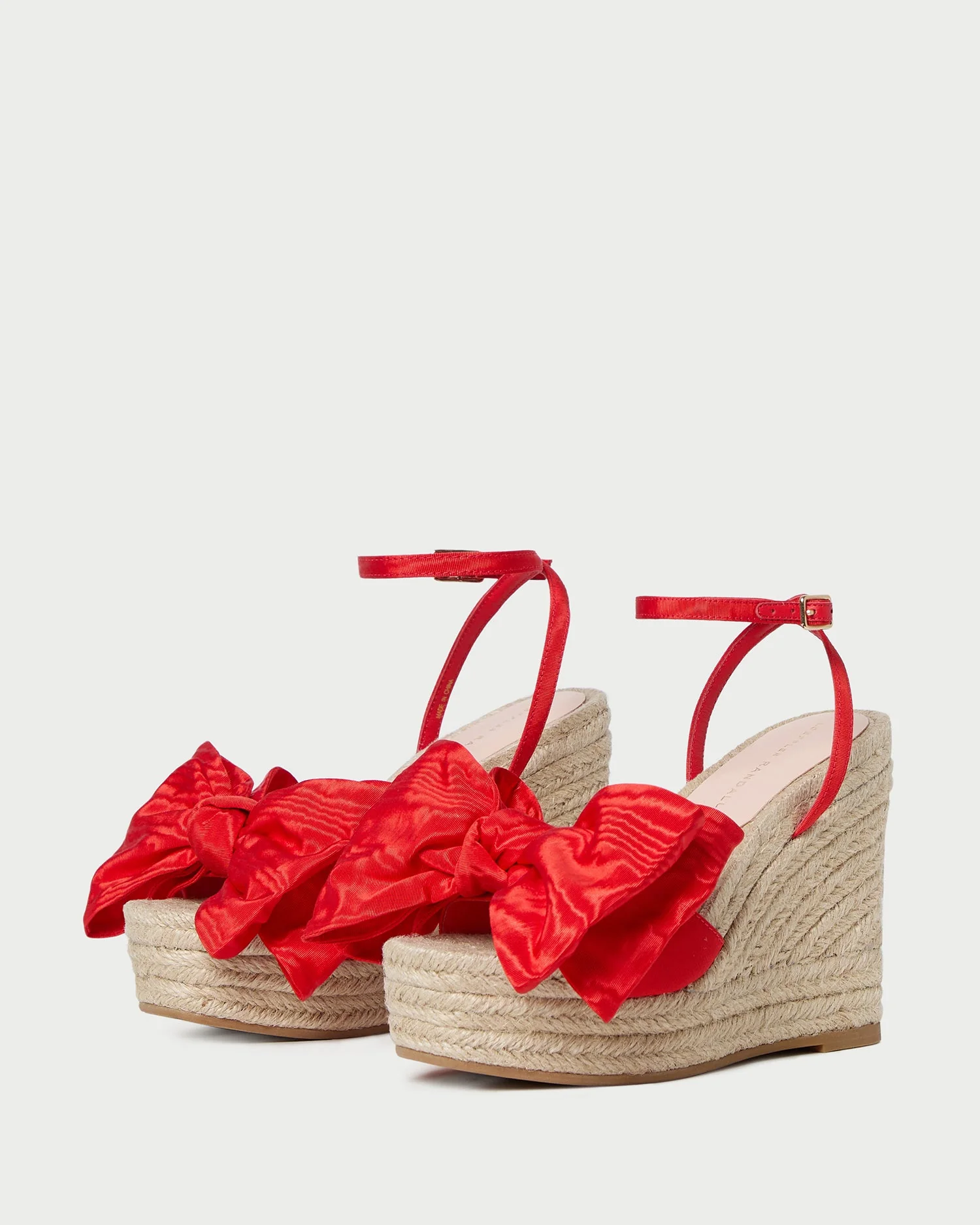 Loeffler Randall - Angelina Red Moiré Bow Wedge - Image 5