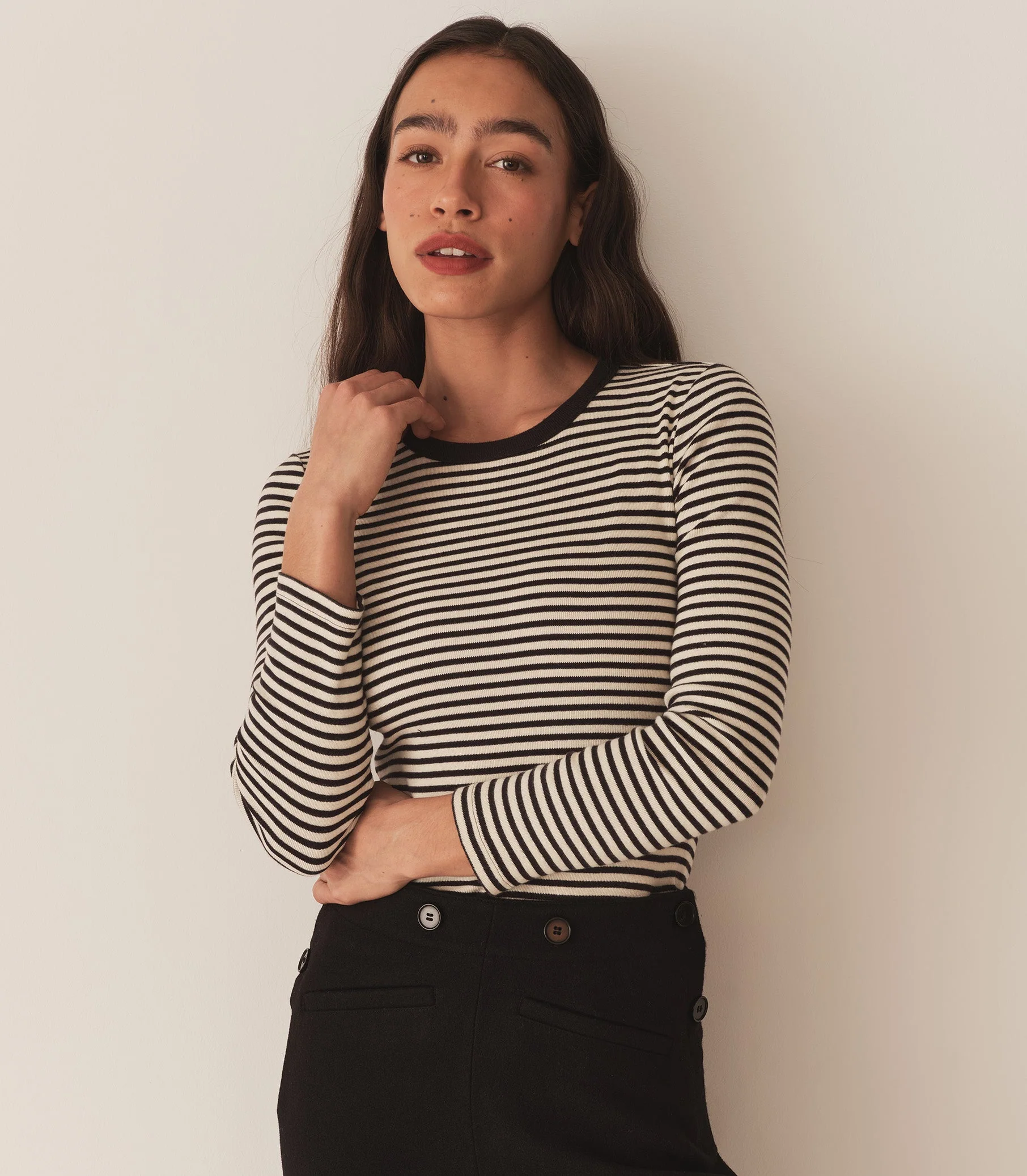 DÔEN - ANNIE TEE -- BLACK VENETIA STRIPE - Image 2