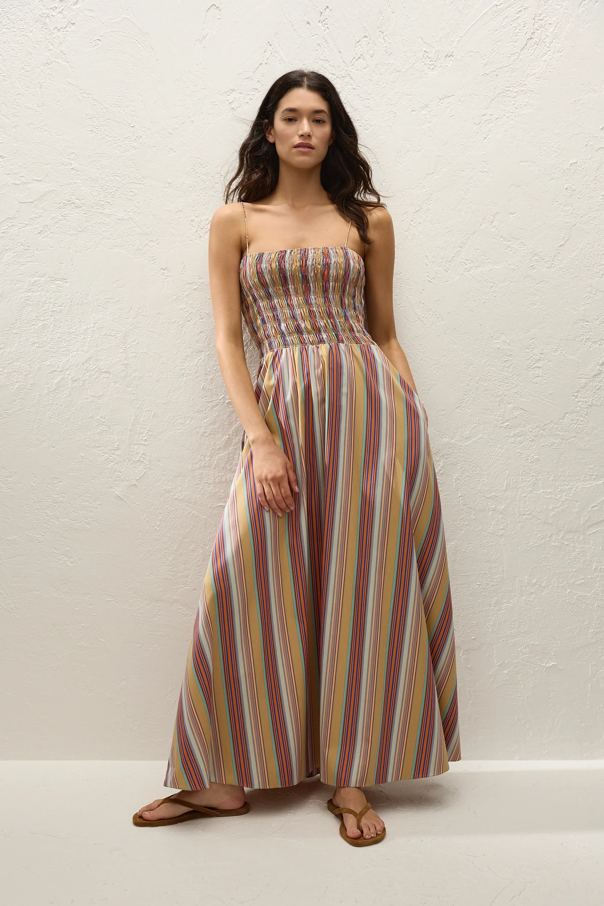 Faithfull - Anniken Maxi Dress Agua Stripe Mustard