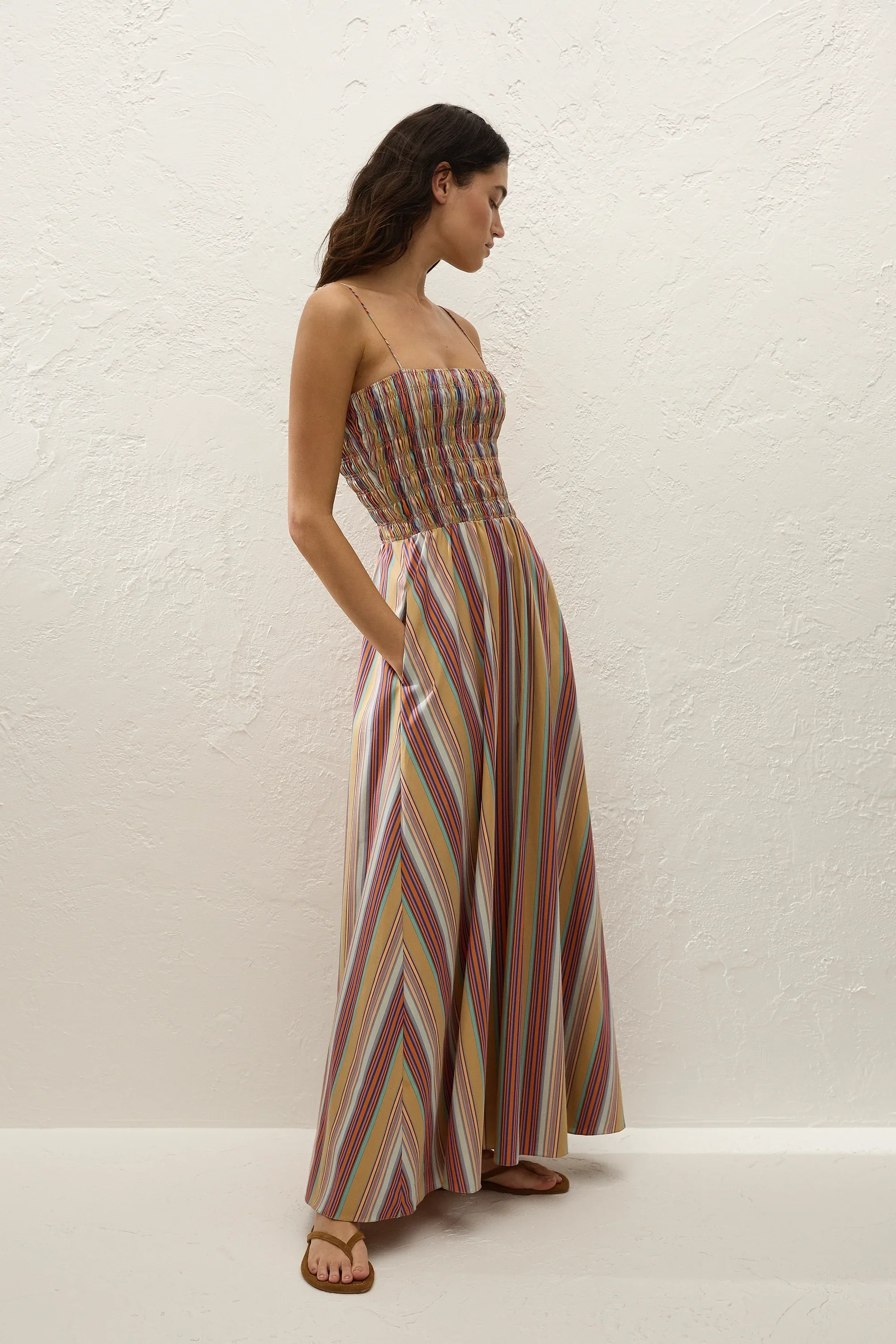 Faithfull - Anniken Maxi Dress Agua Stripe Mustard - Image 3