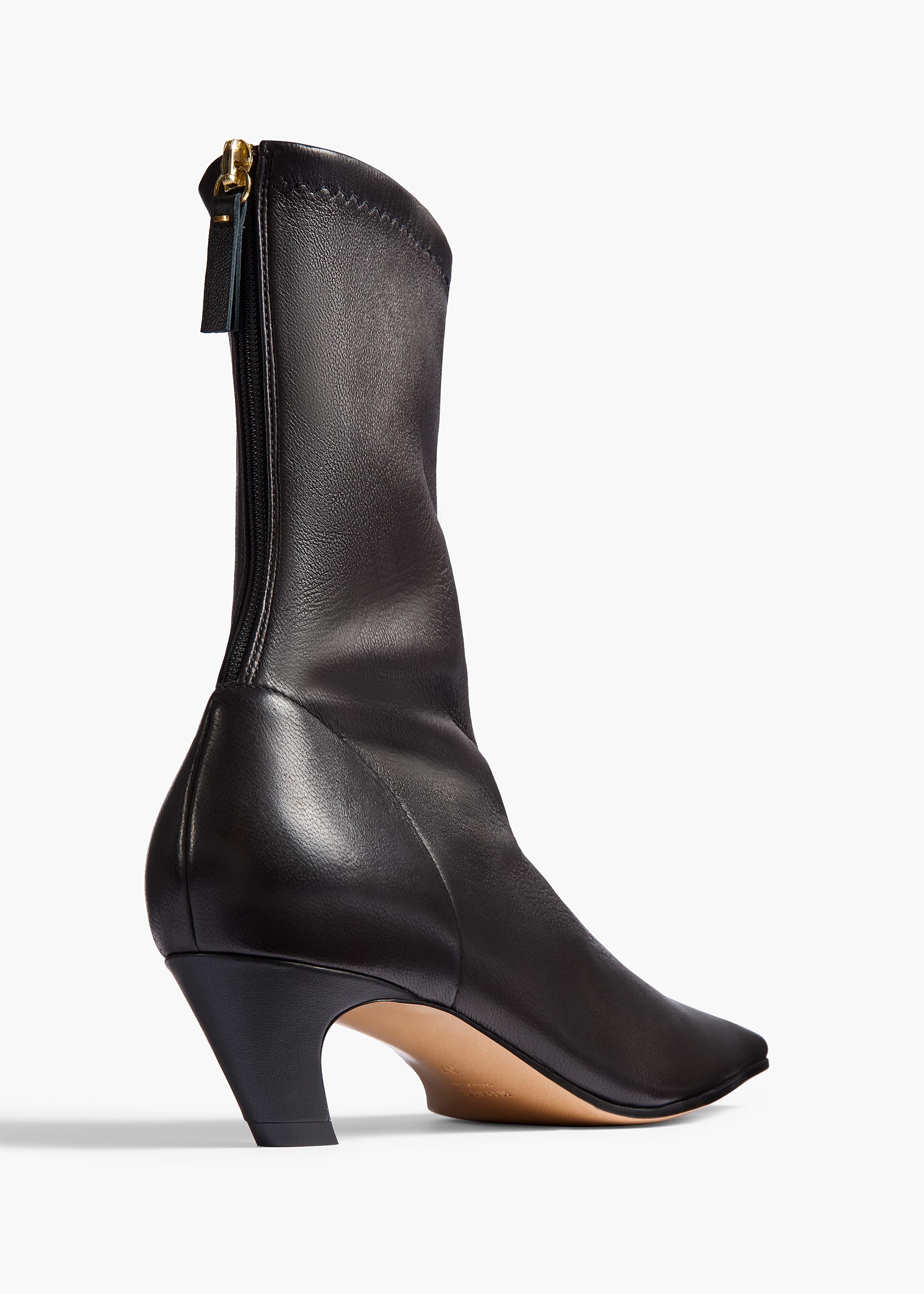 Khaite - Arizona Stretch Ankle Boot in Black Nappa Leather - Image 3
