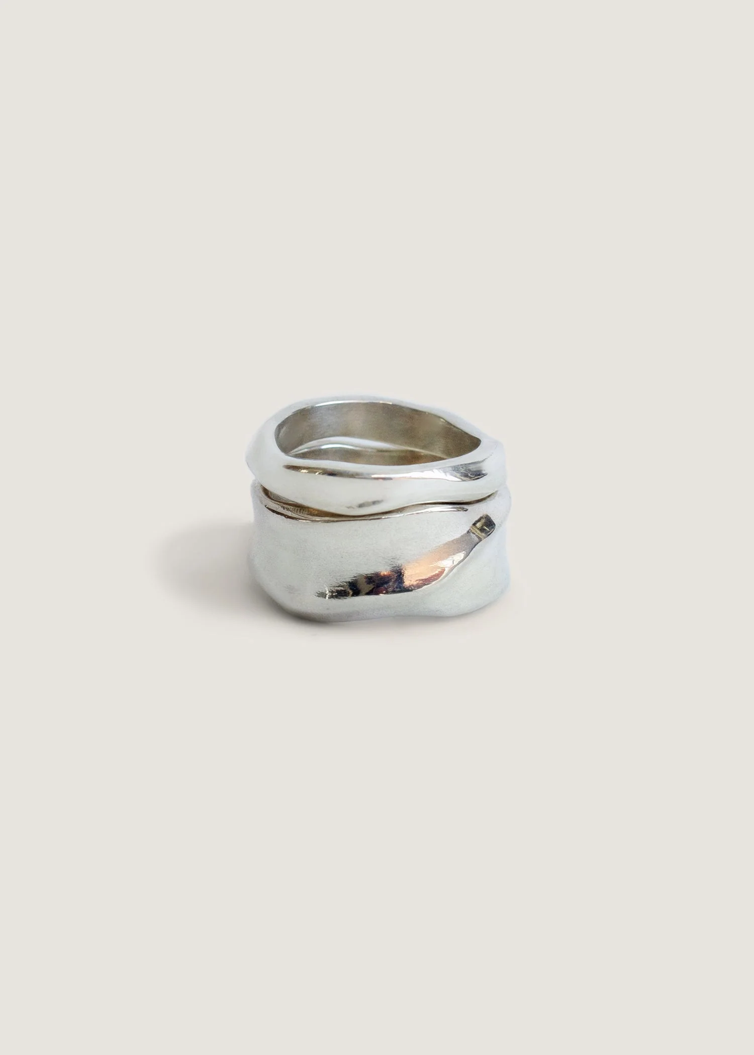 Kinn - Athena Sculptural Ring Stack Silver