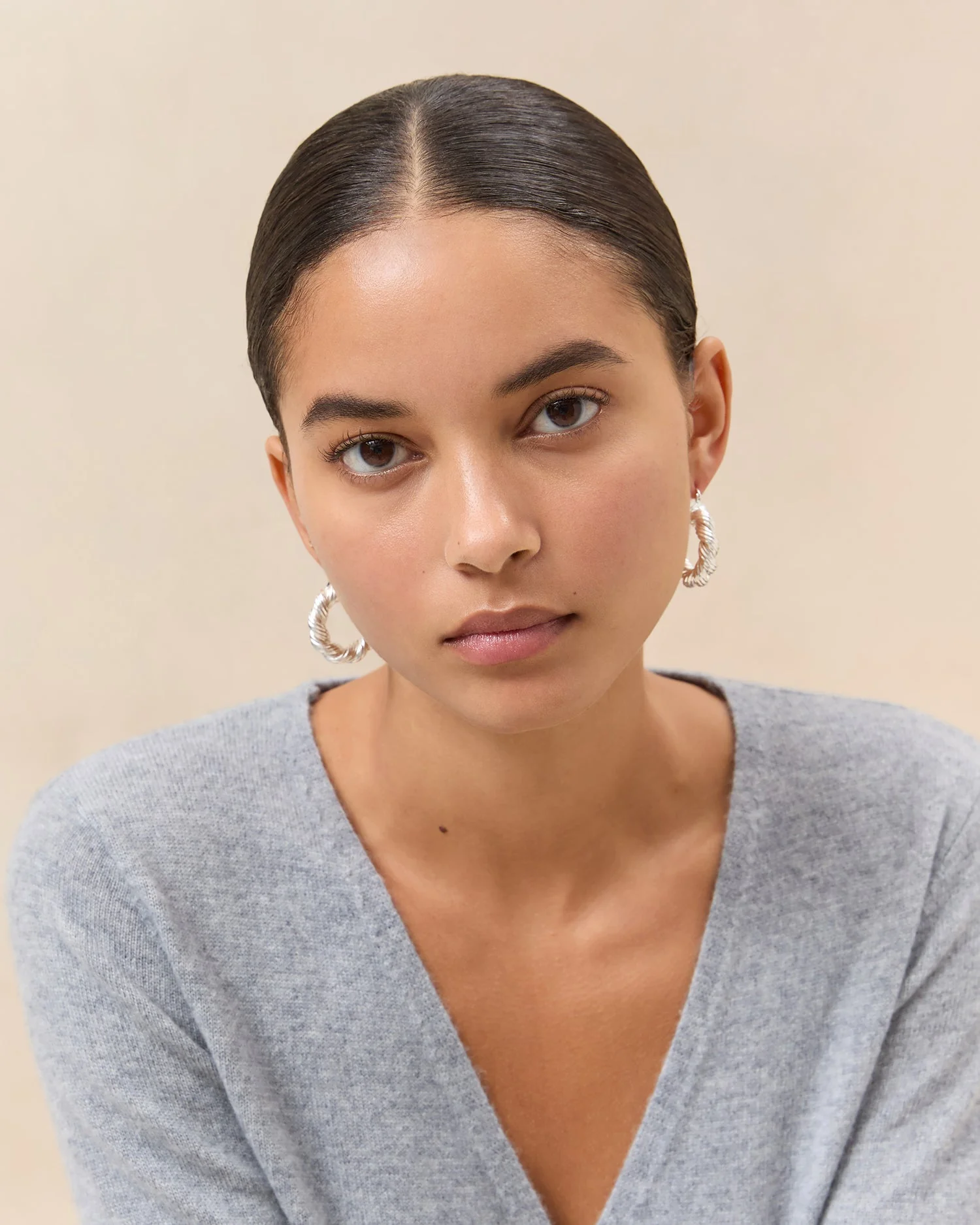 Loeffler Randall - Atticus Silver Twisted Hoop Earrings - Image 3