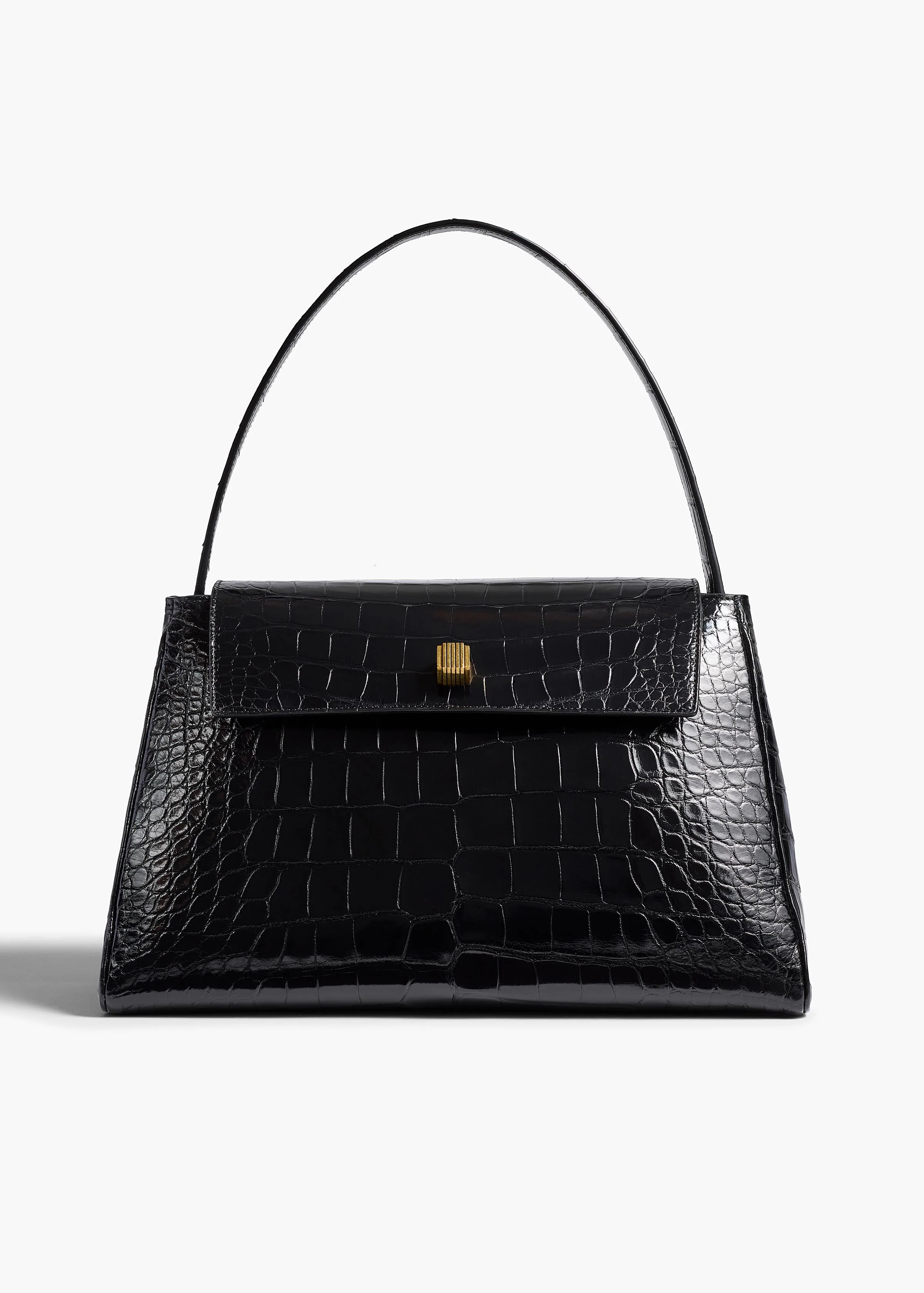 Khaite - Audrey Top Handle Bag in Black Alligator