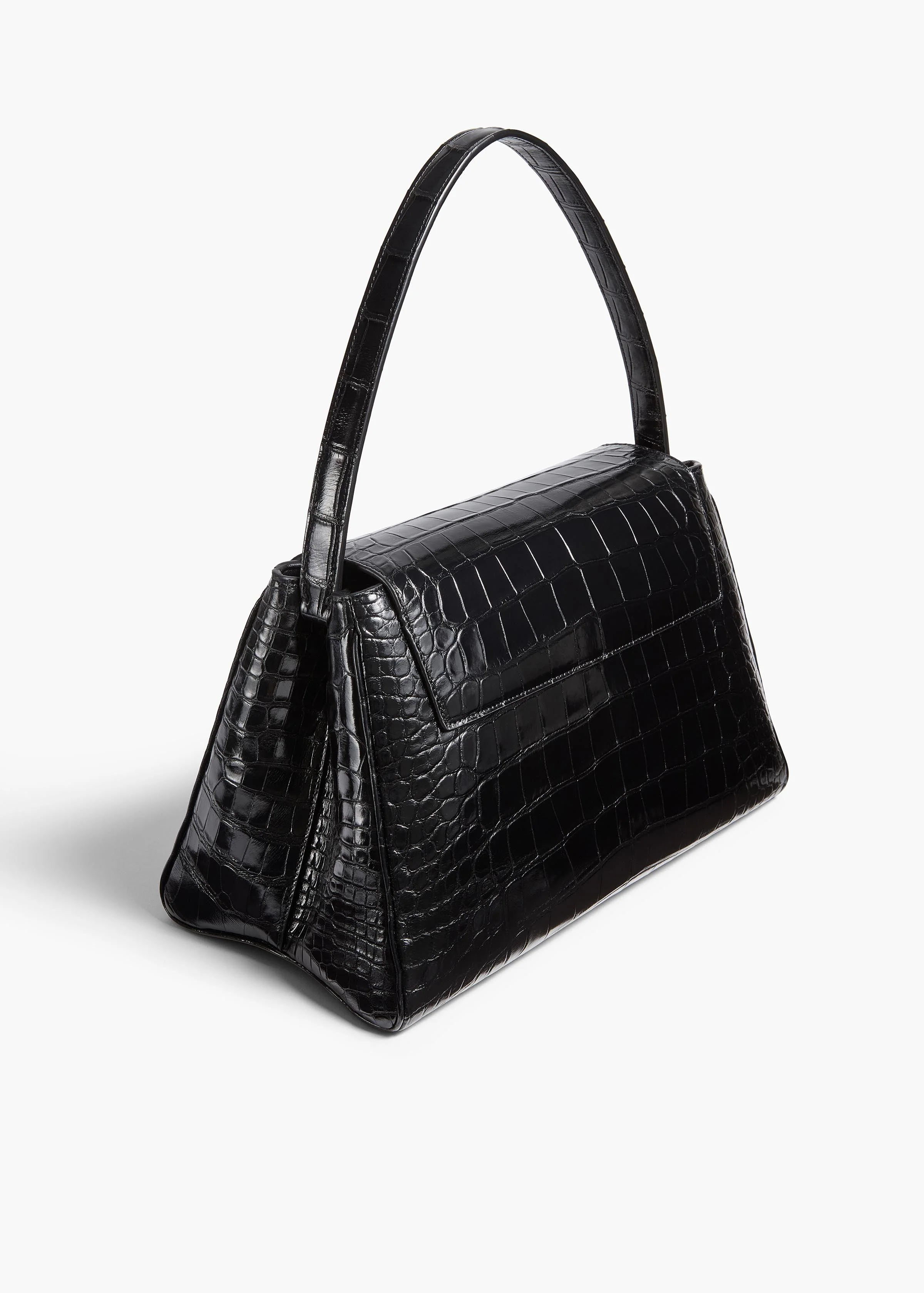 Khaite - Audrey Top Handle Bag in Black Alligator - Image 8