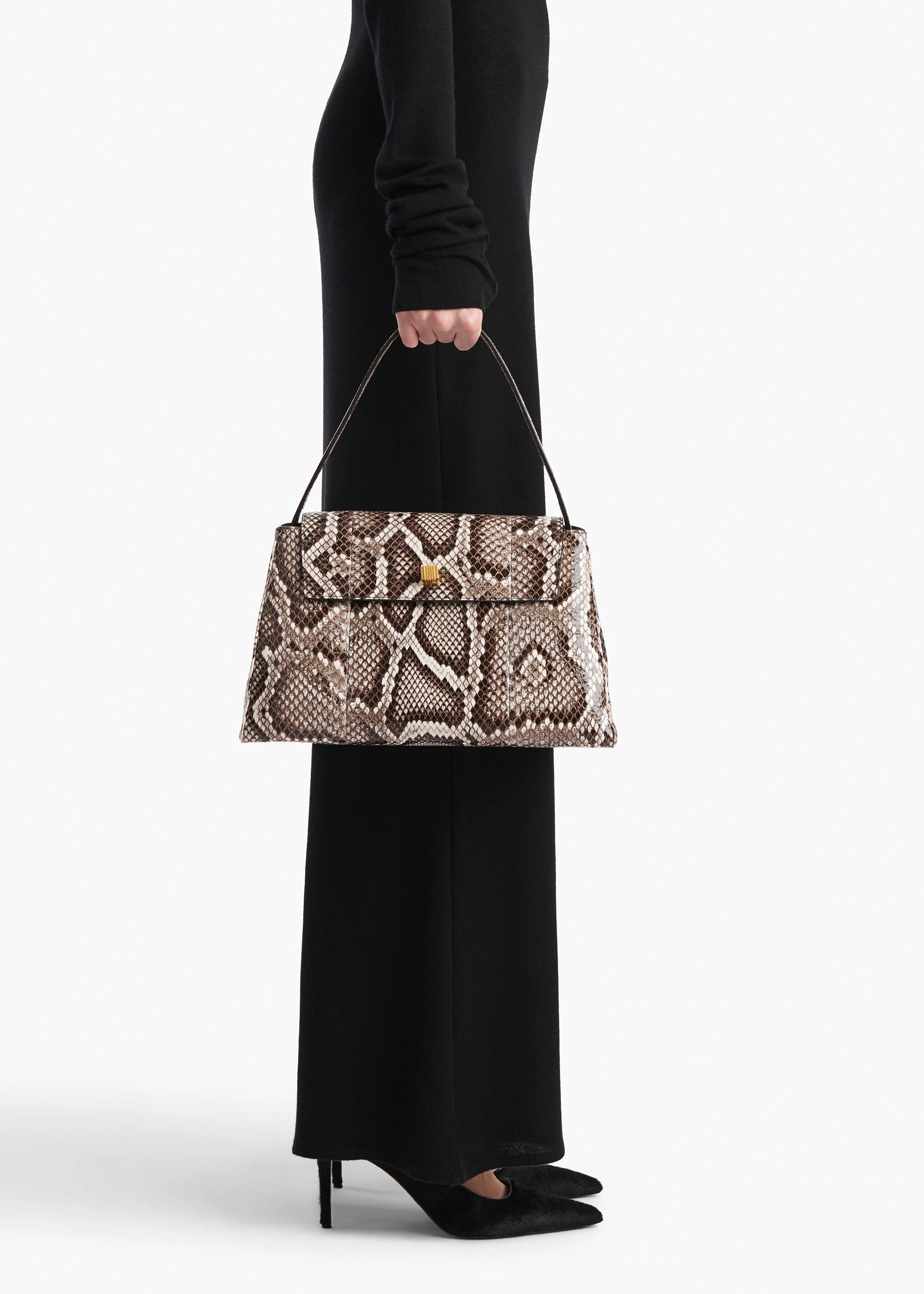 Khaite - Audrey Top Handle Bag in Natural Python - Image 5