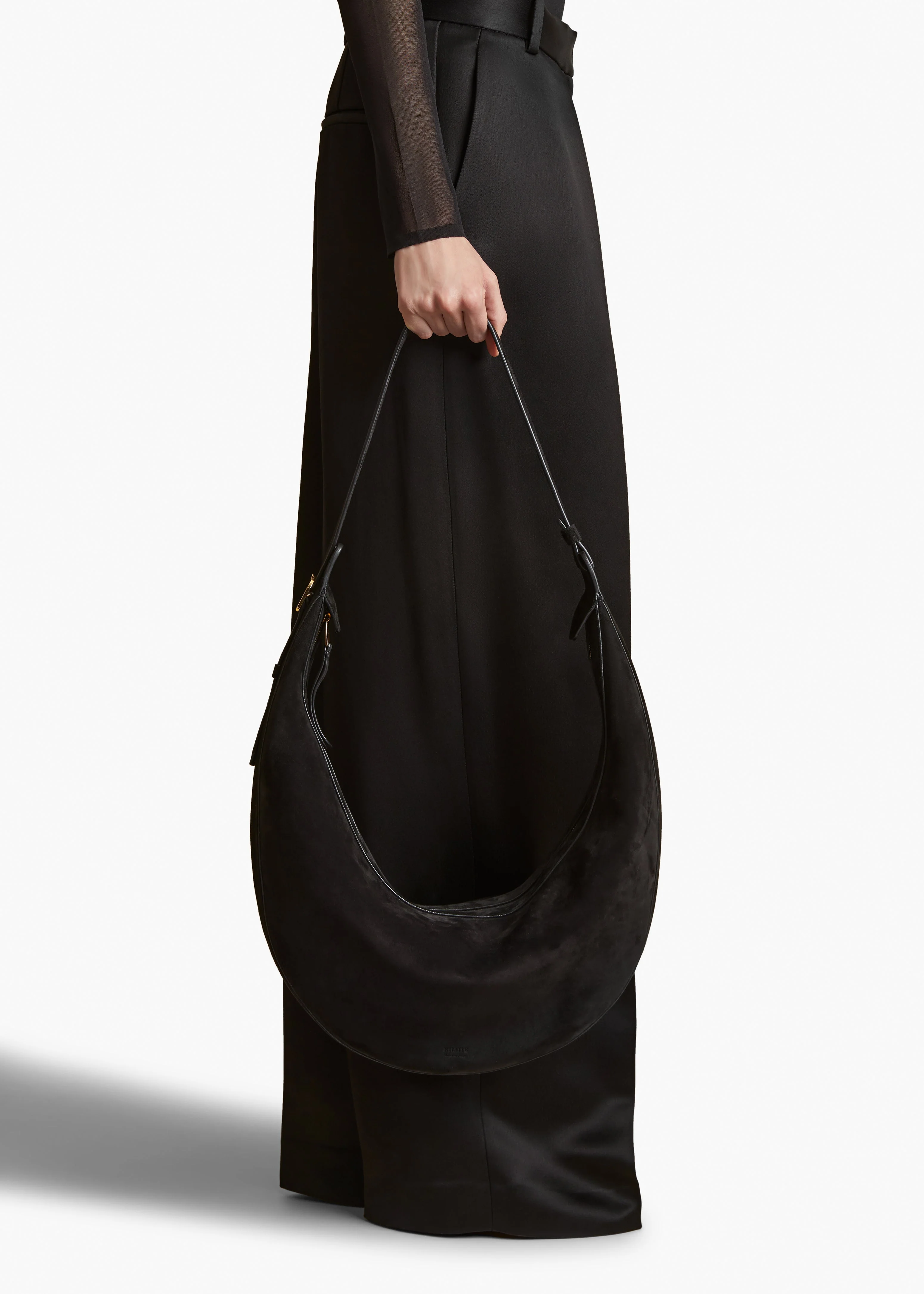 Khaite - Augustina Hobo in Black Suede - Image 11