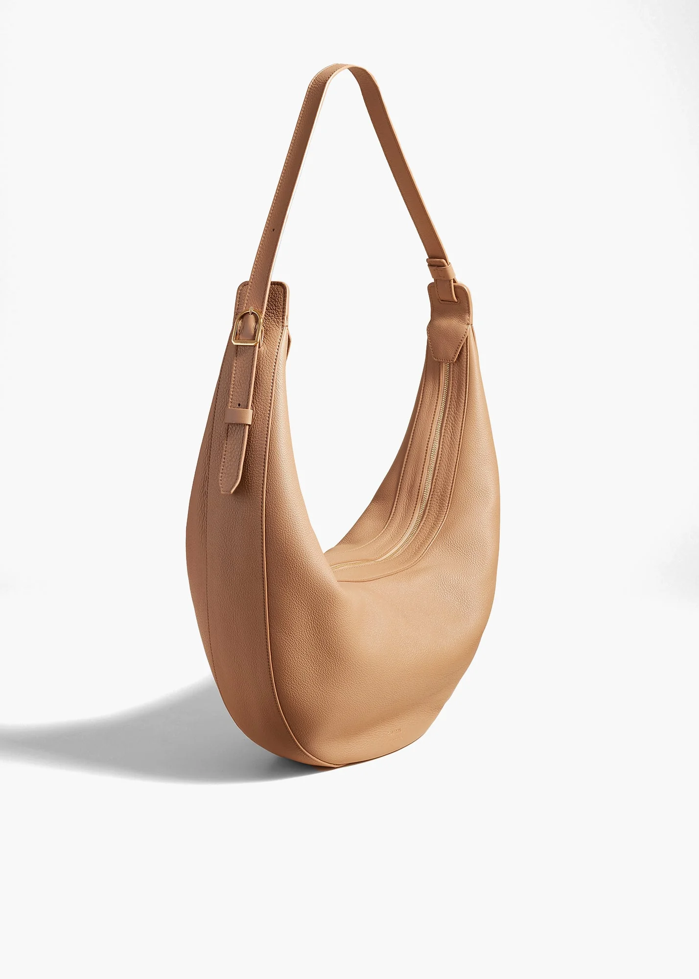 Khaite - Augustina Hobo in Hazelnut Pebbled Leather