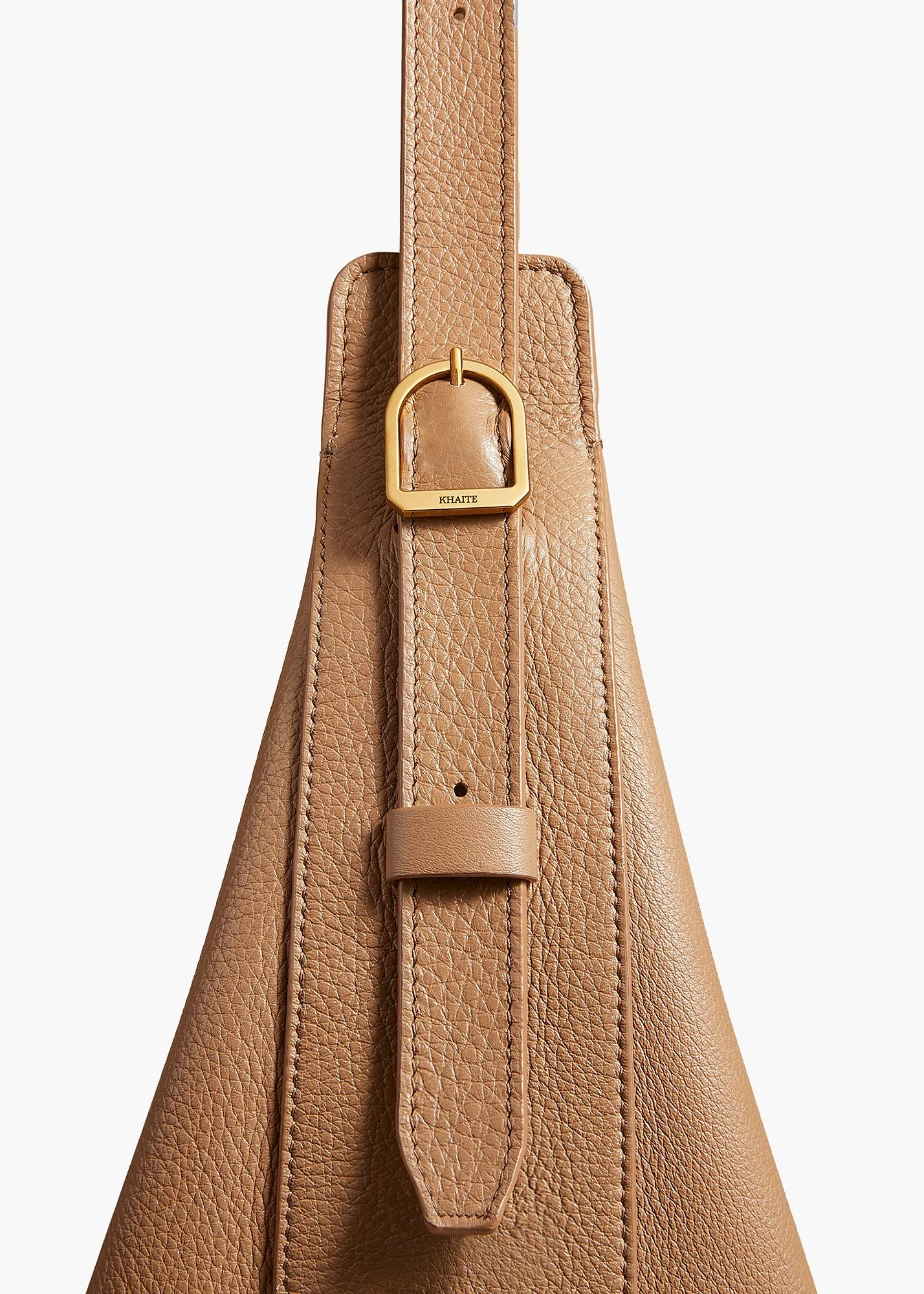 Khaite - Augustina Hobo in Hazelnut Pebbled Leather - Image 11