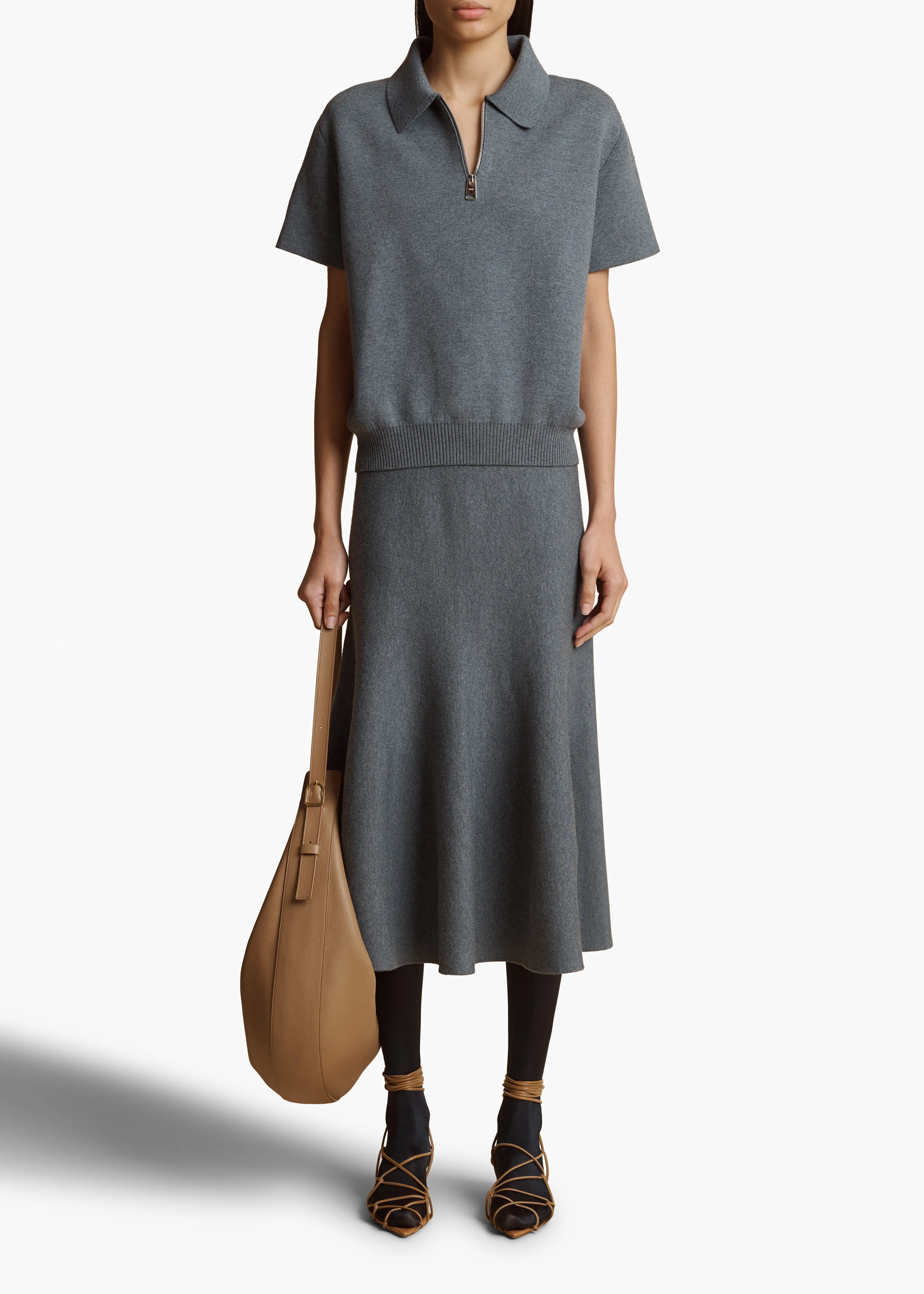 Khaite - Augustina Hobo in Hazelnut Pebbled Leather - Image 6
