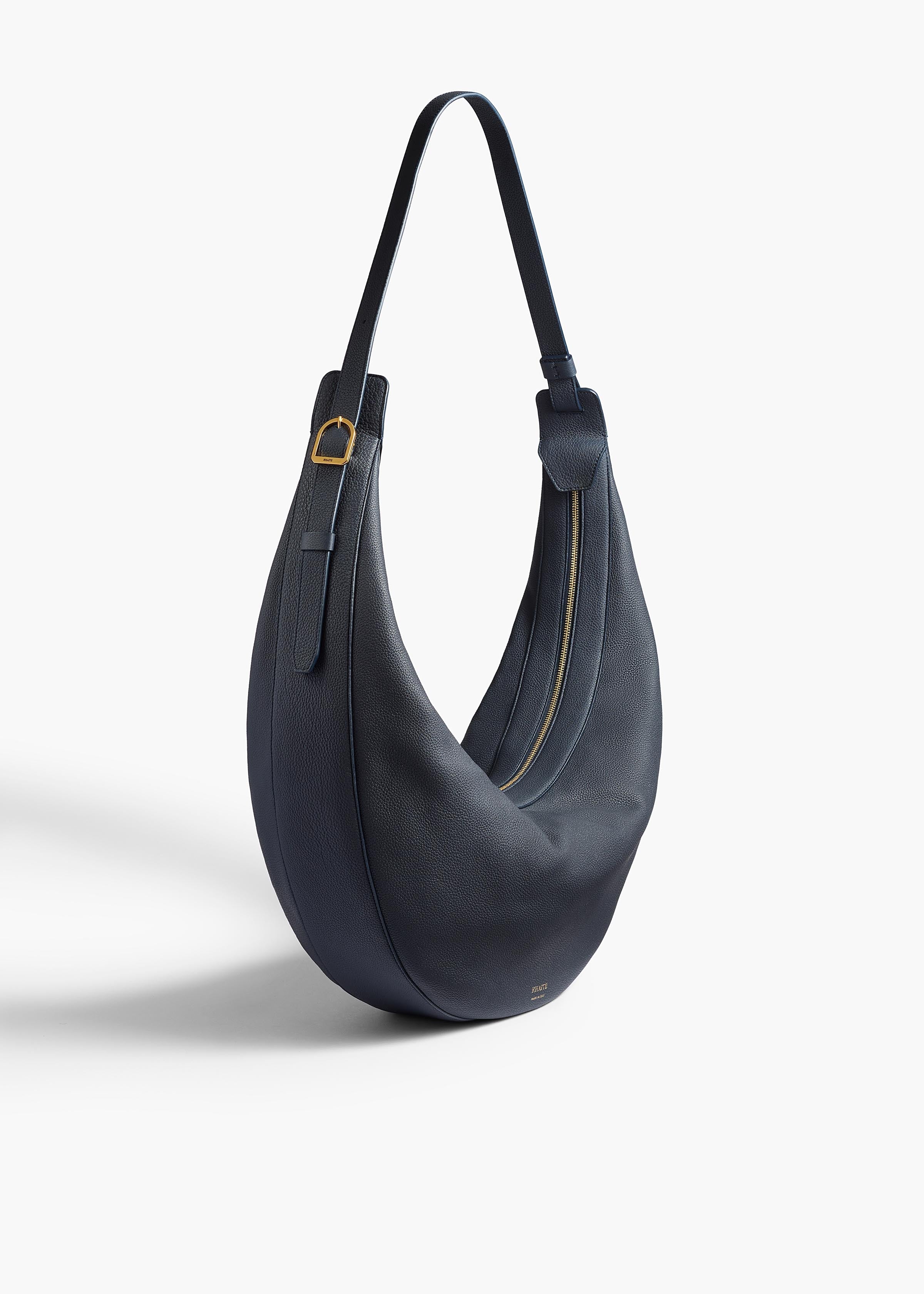 Khaite - Augustina Hobo in Midnight Pebbled Leather