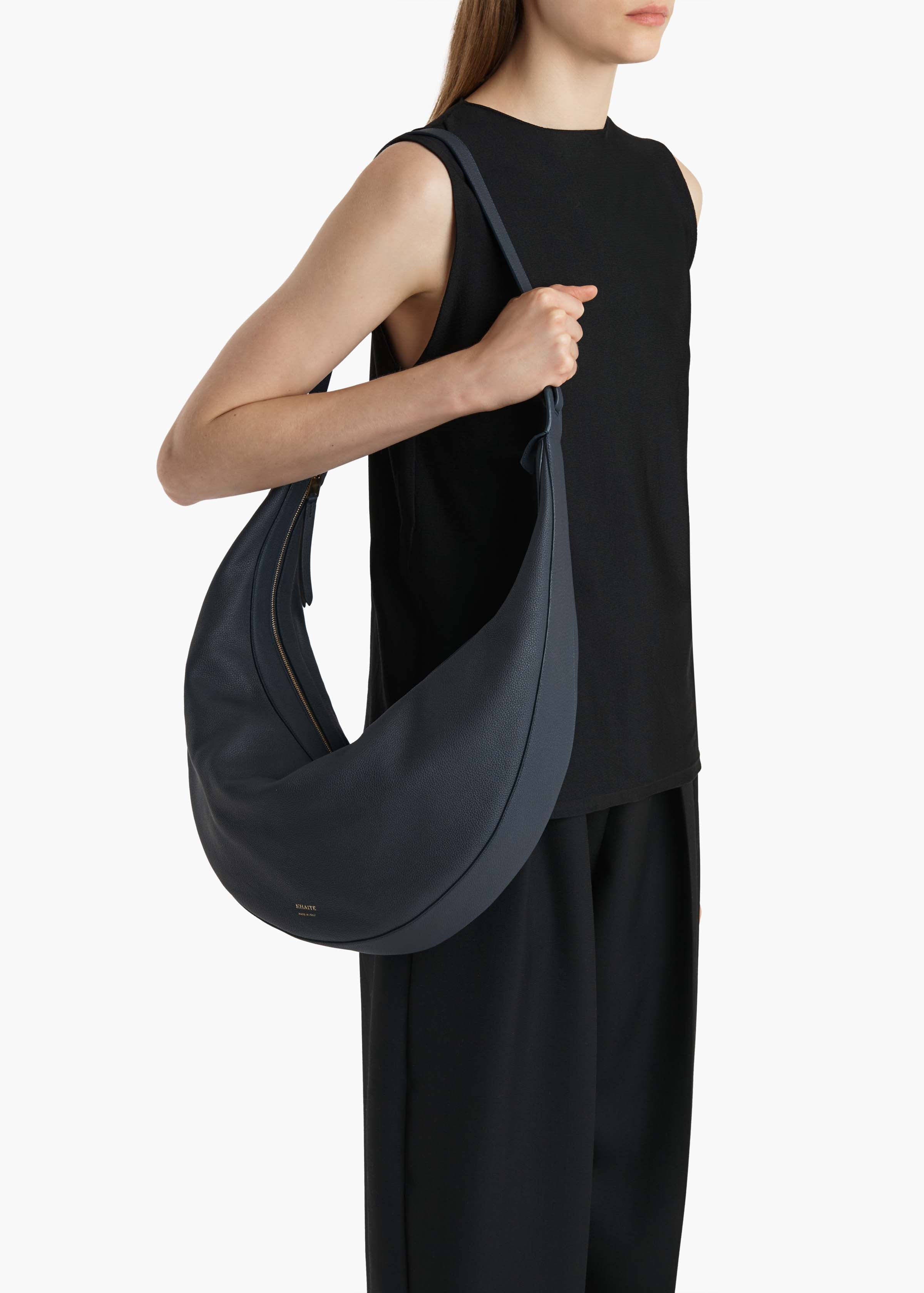 Khaite - Augustina Hobo in Midnight Pebbled Leather - Image 6