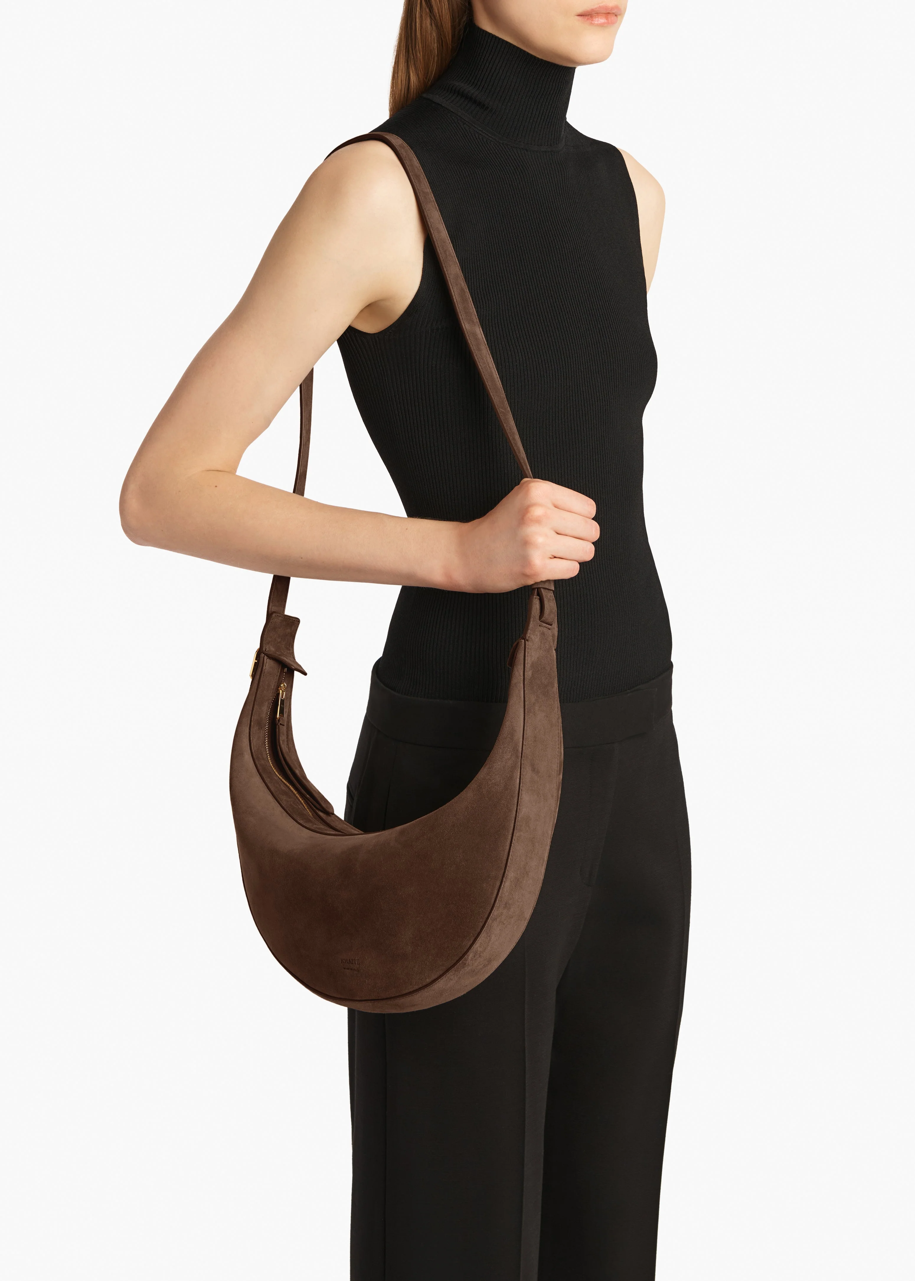 Khaite - Small Augustina Crossbody Bag in Cedar Suede - Image 5