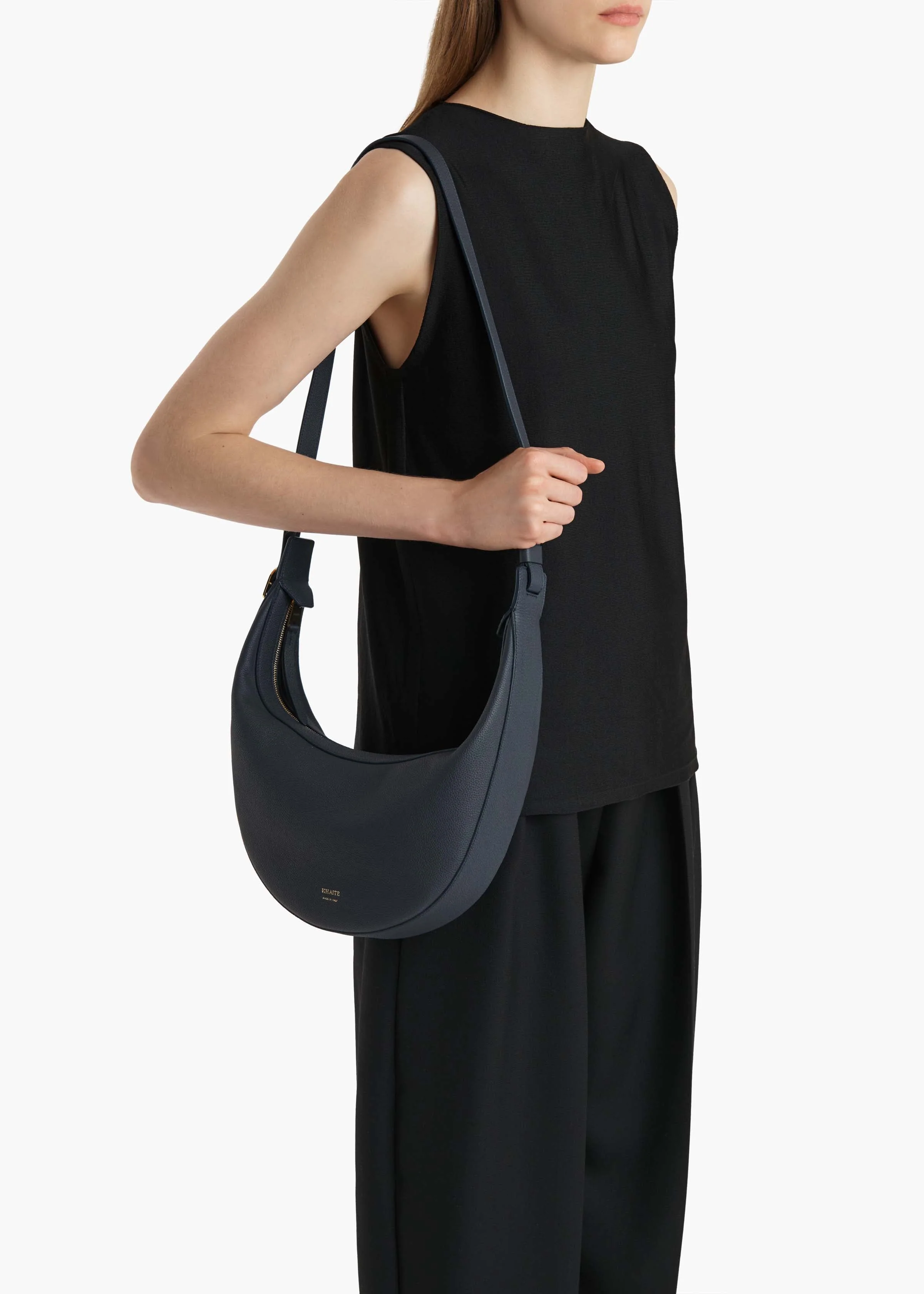 Khaite - Small Augustina Crossbody Bag in Midnight Pebbled Leather - Image 5