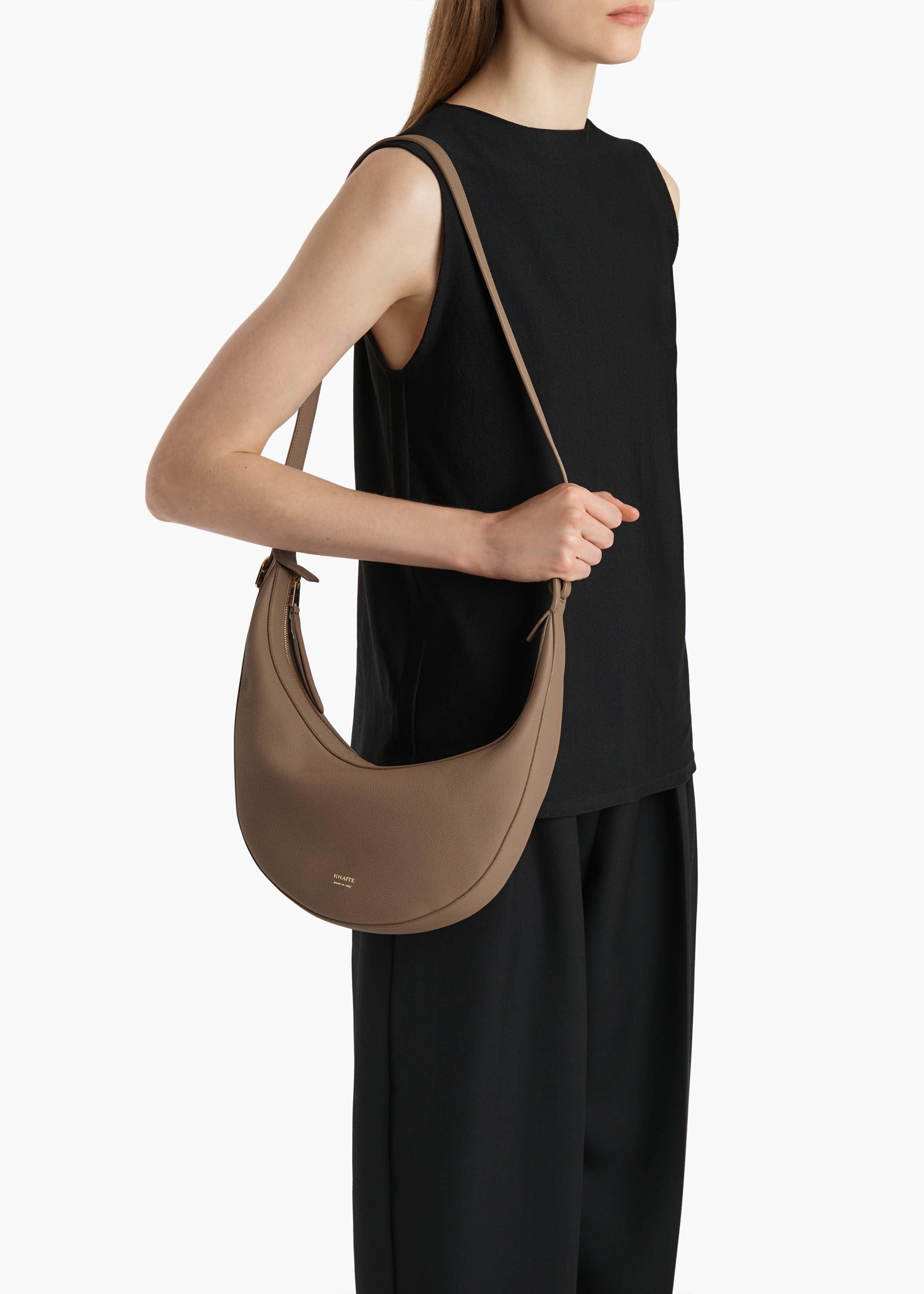 Khaite - Small Augustina Crossbody Bag in Mokka Pebbled Leather - Image 11