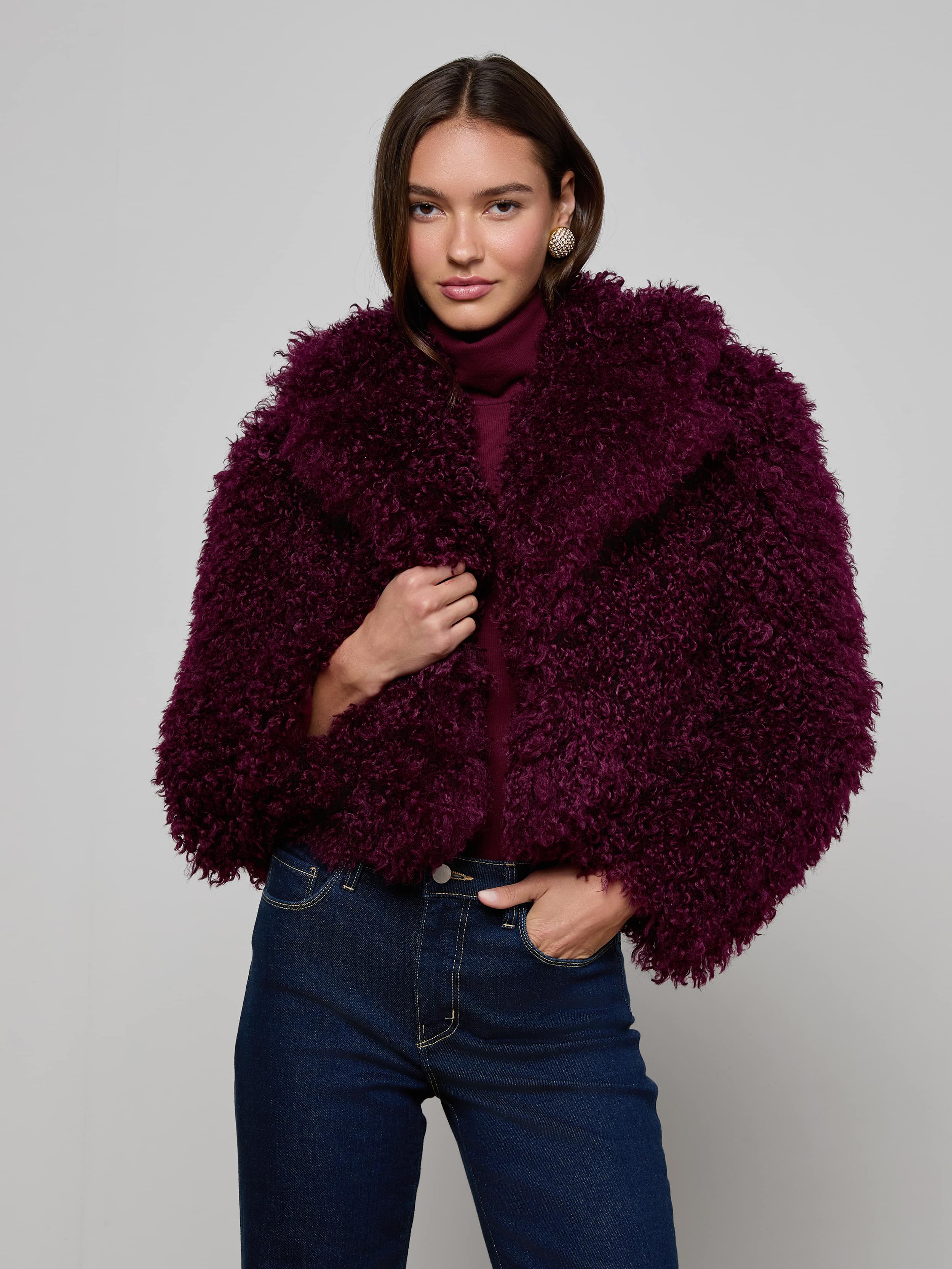 L'AGENCE - Aura Cropped Faux Fur Jacket - Image 6