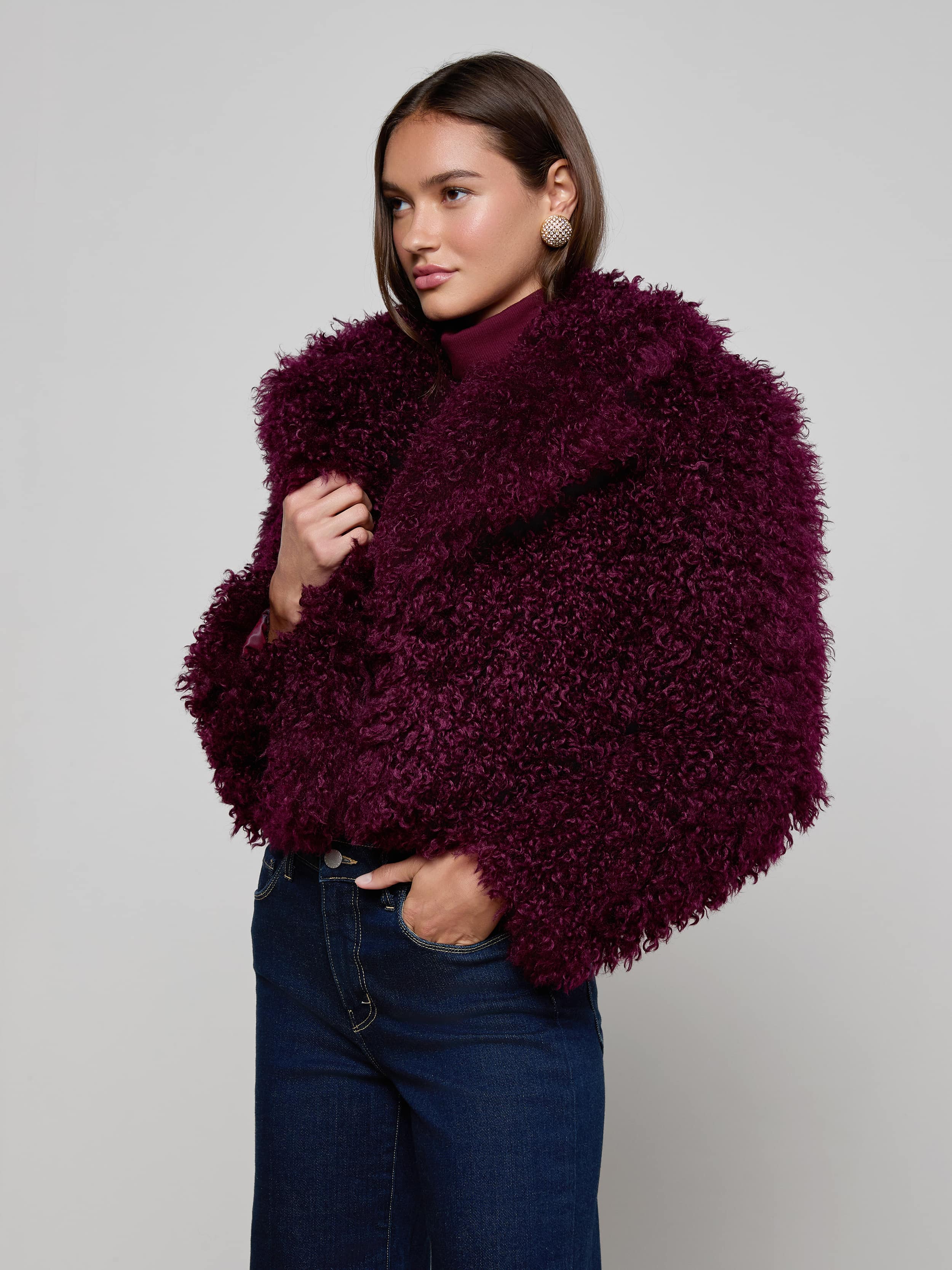 L'AGENCE - Aura Cropped Faux Fur Jacket - Image 7