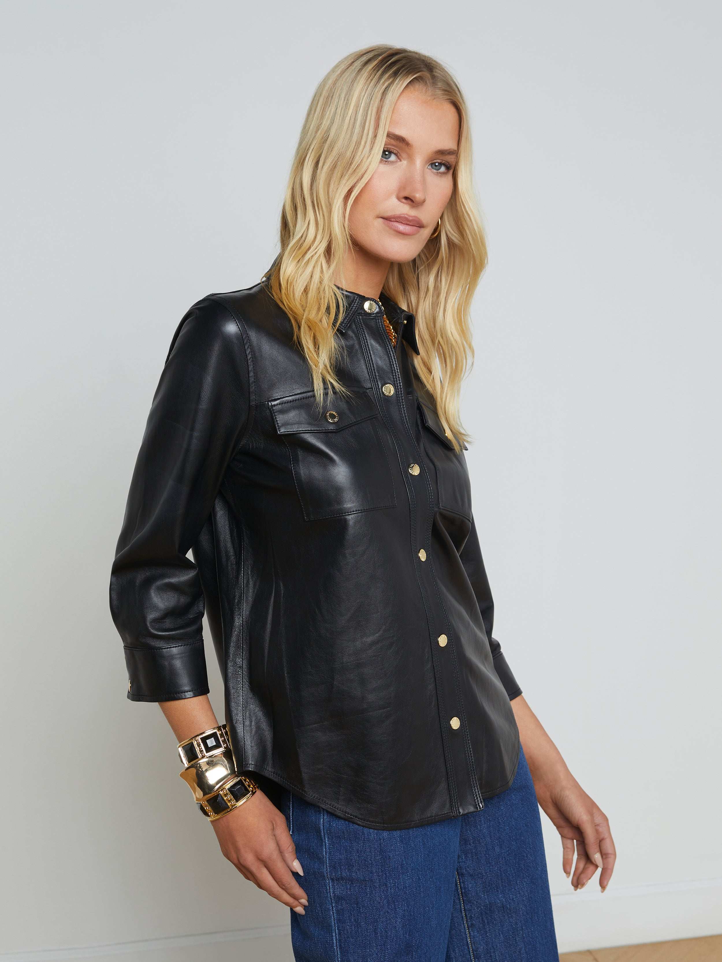 L'AGENCE - Avina Leather Shirt - Image 10