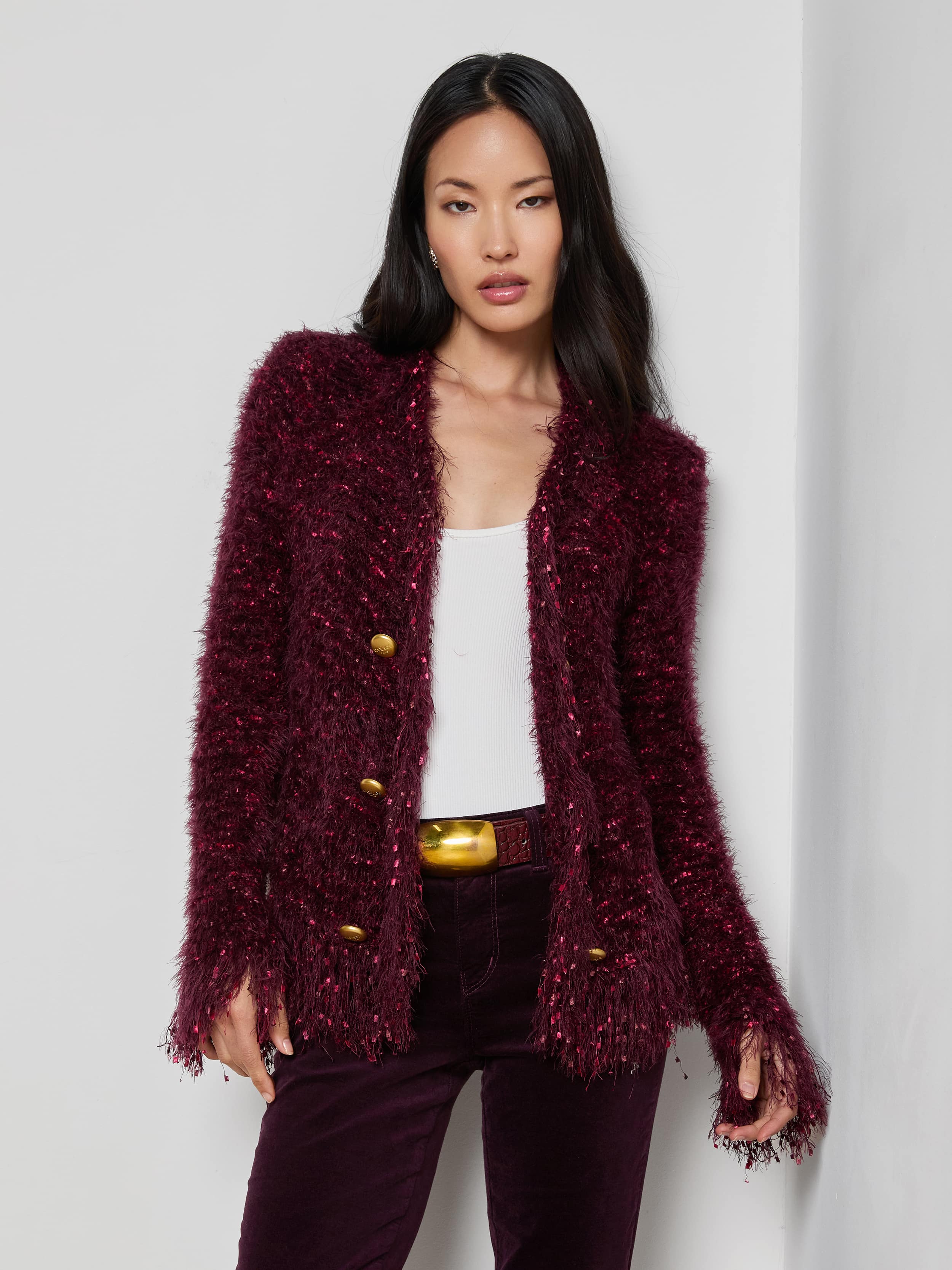 L'AGENCE - Azure Fringe Cardigan Blazer - Image 2