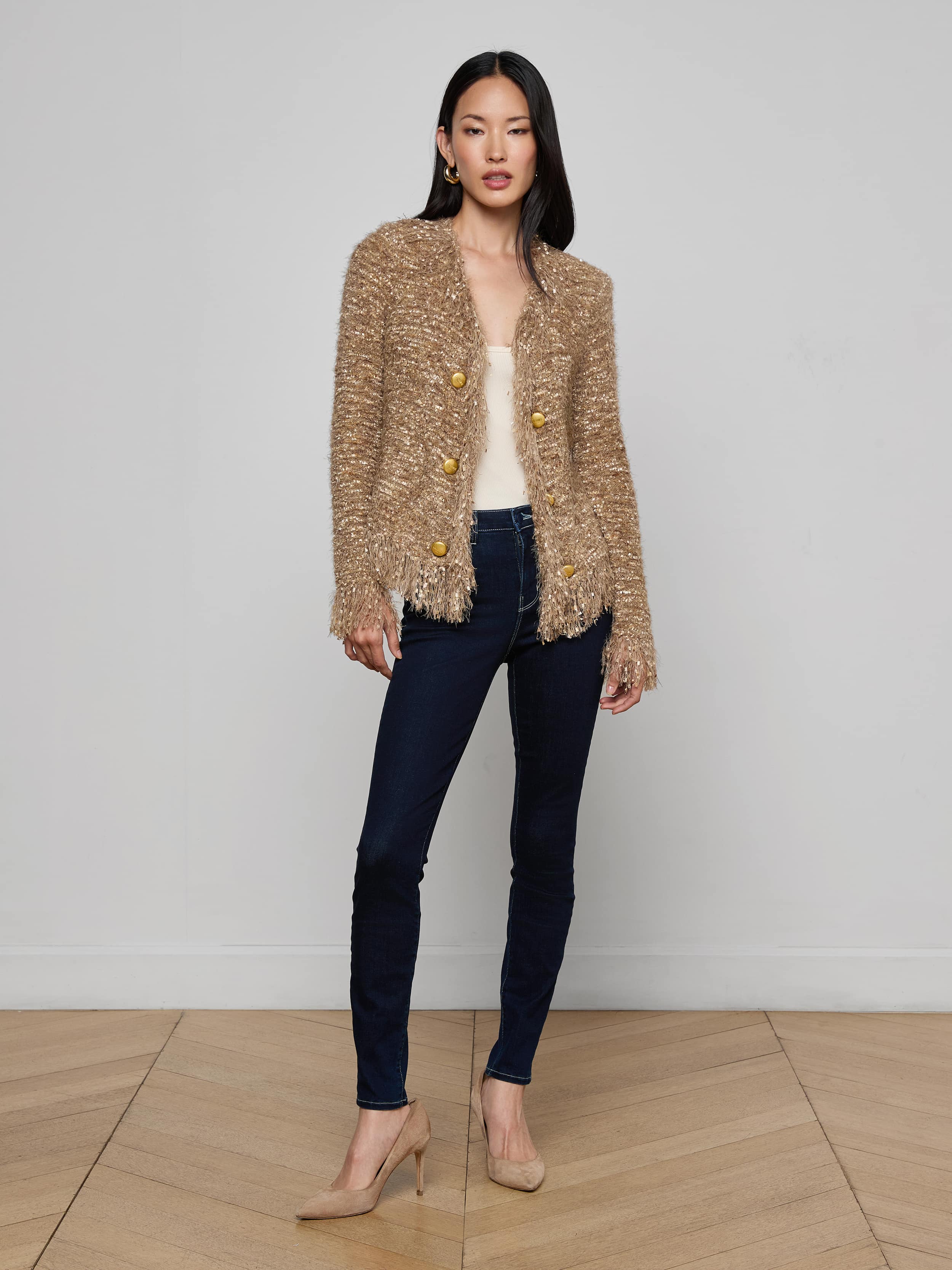 L'AGENCE - Azure Fringe Cardigan Blazer - Image 3