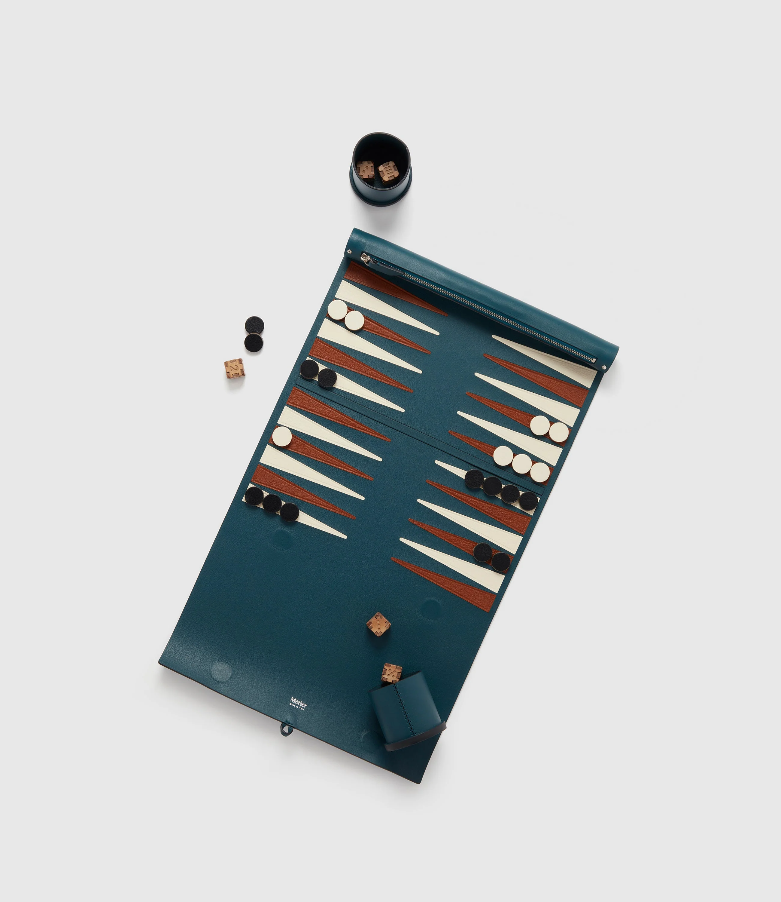 Metier - Backgammon Set Smooth Calfskin Lost At Sea - Image 2