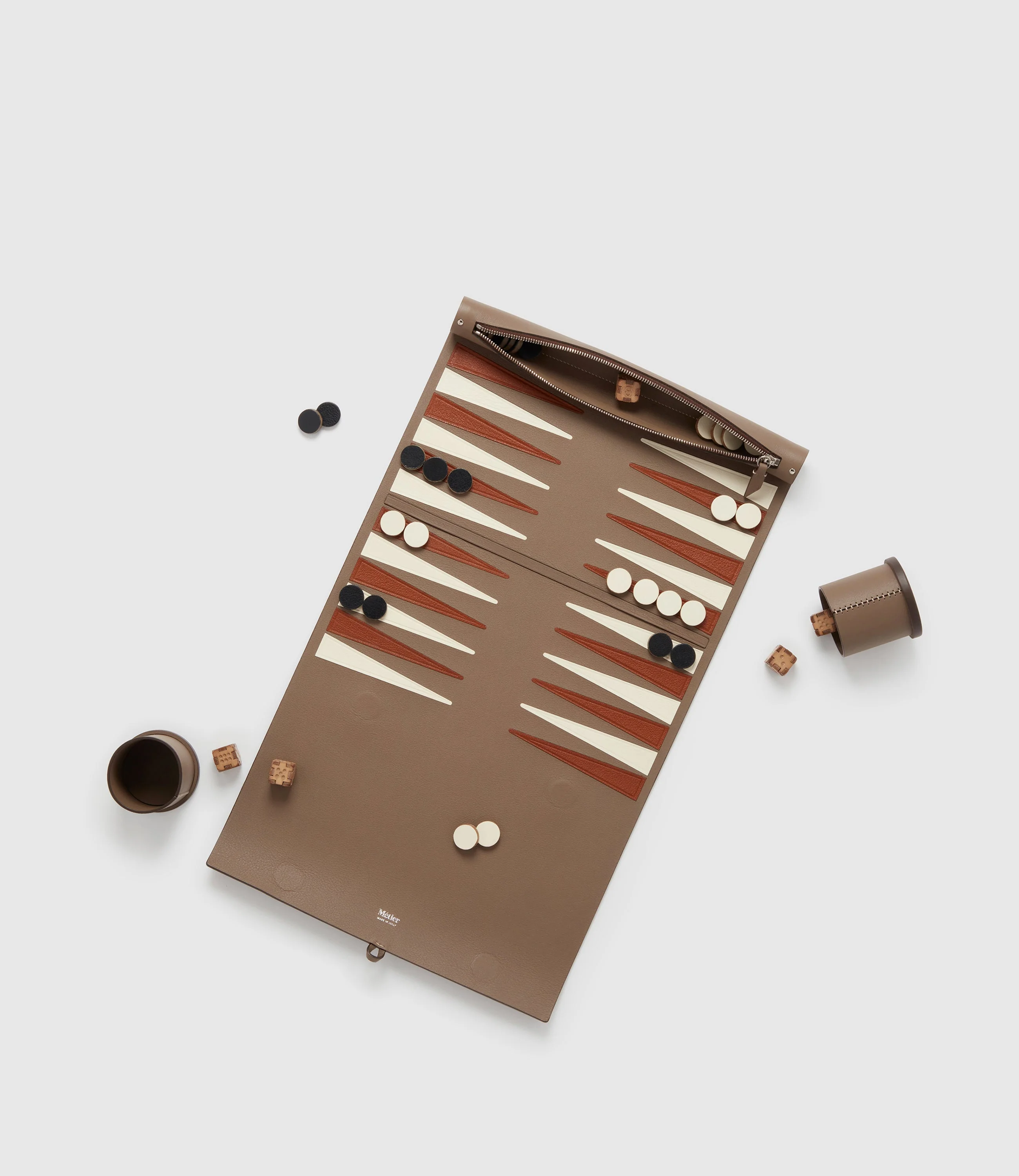 Metier - Backgammon Set Smooth Calfskin Taupe - Image 2