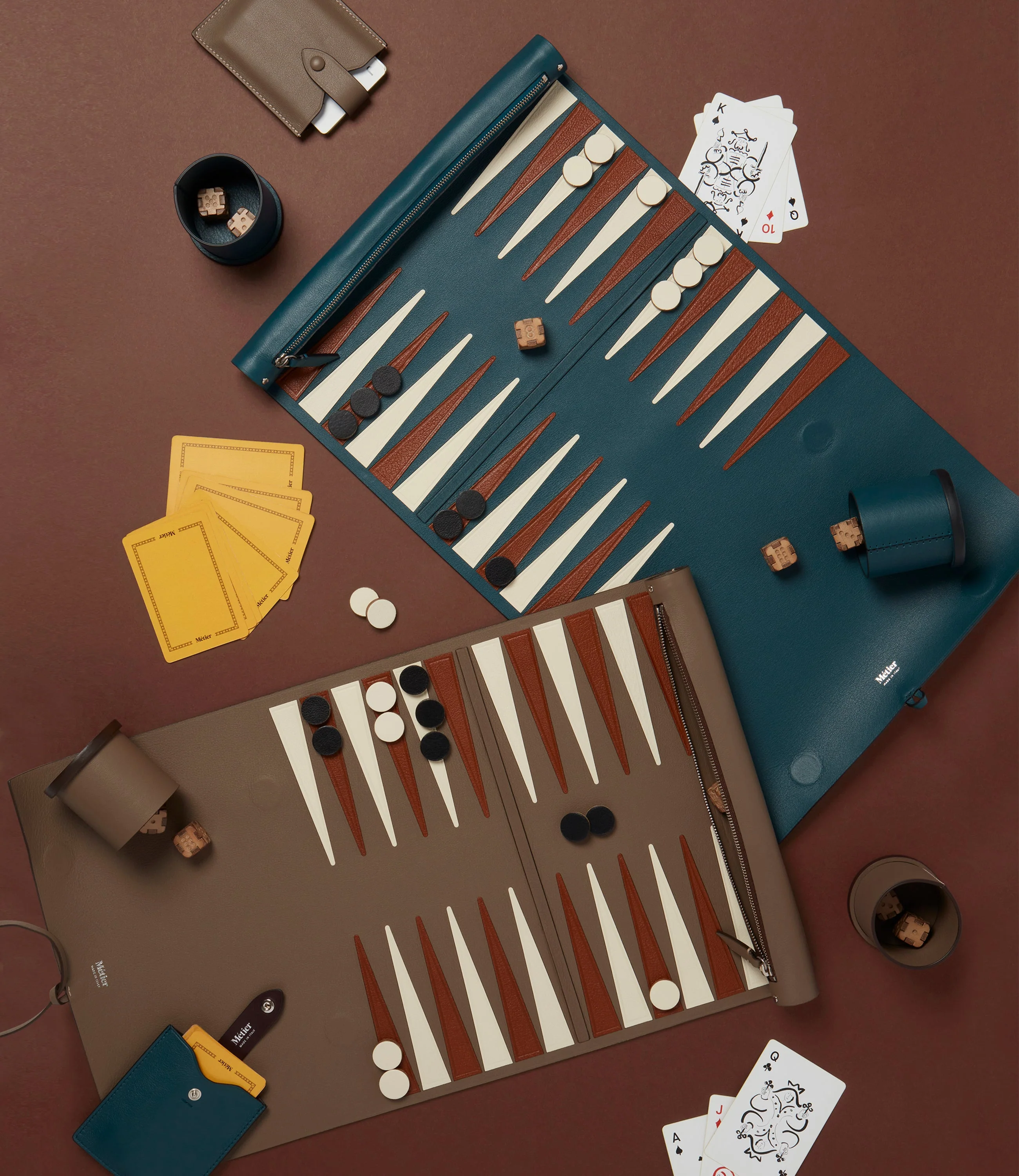 Metier - Backgammon Set Smooth Calfskin Taupe - Image 4