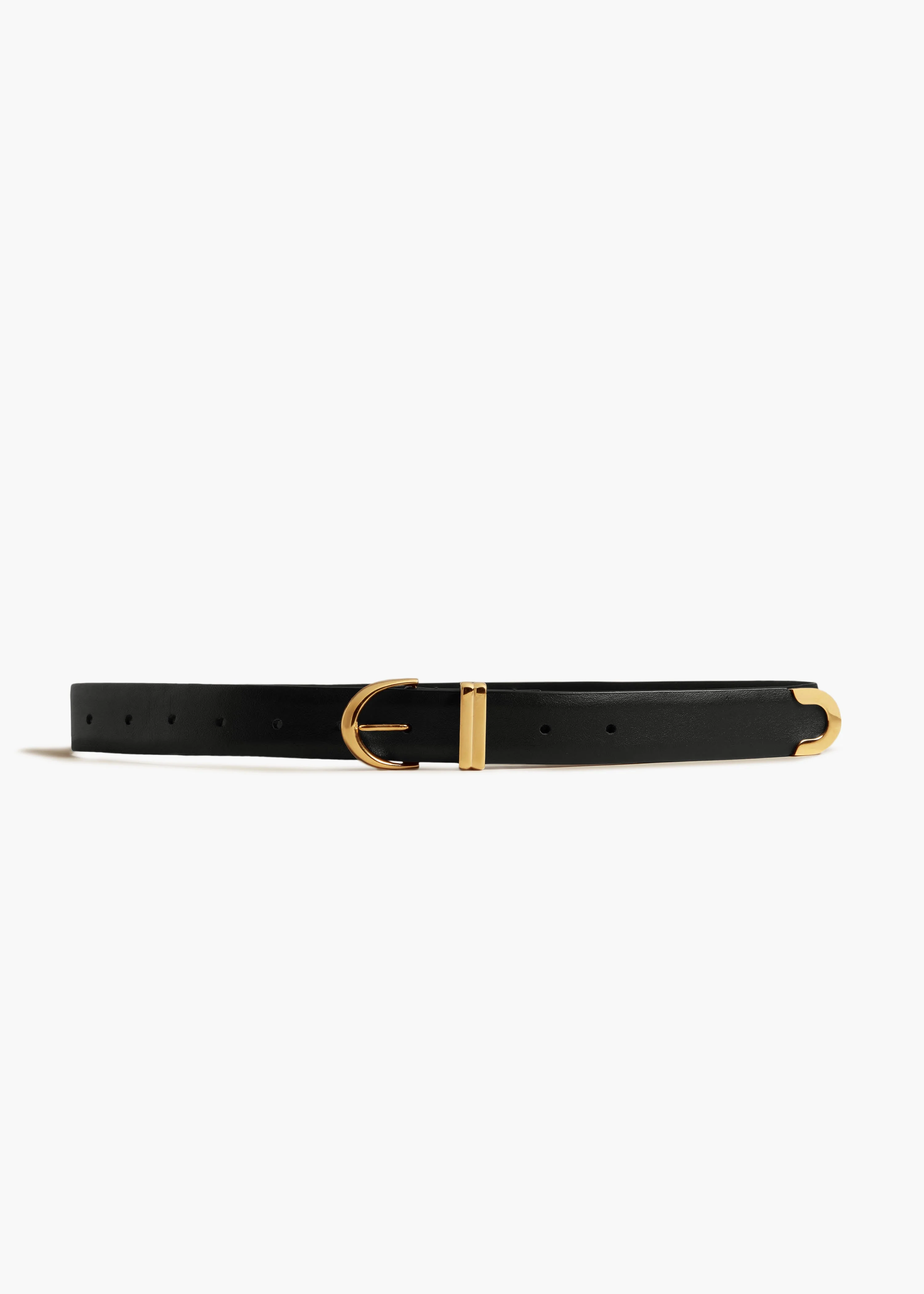 Khaite - Bambi Belt in Black Leather with Gold