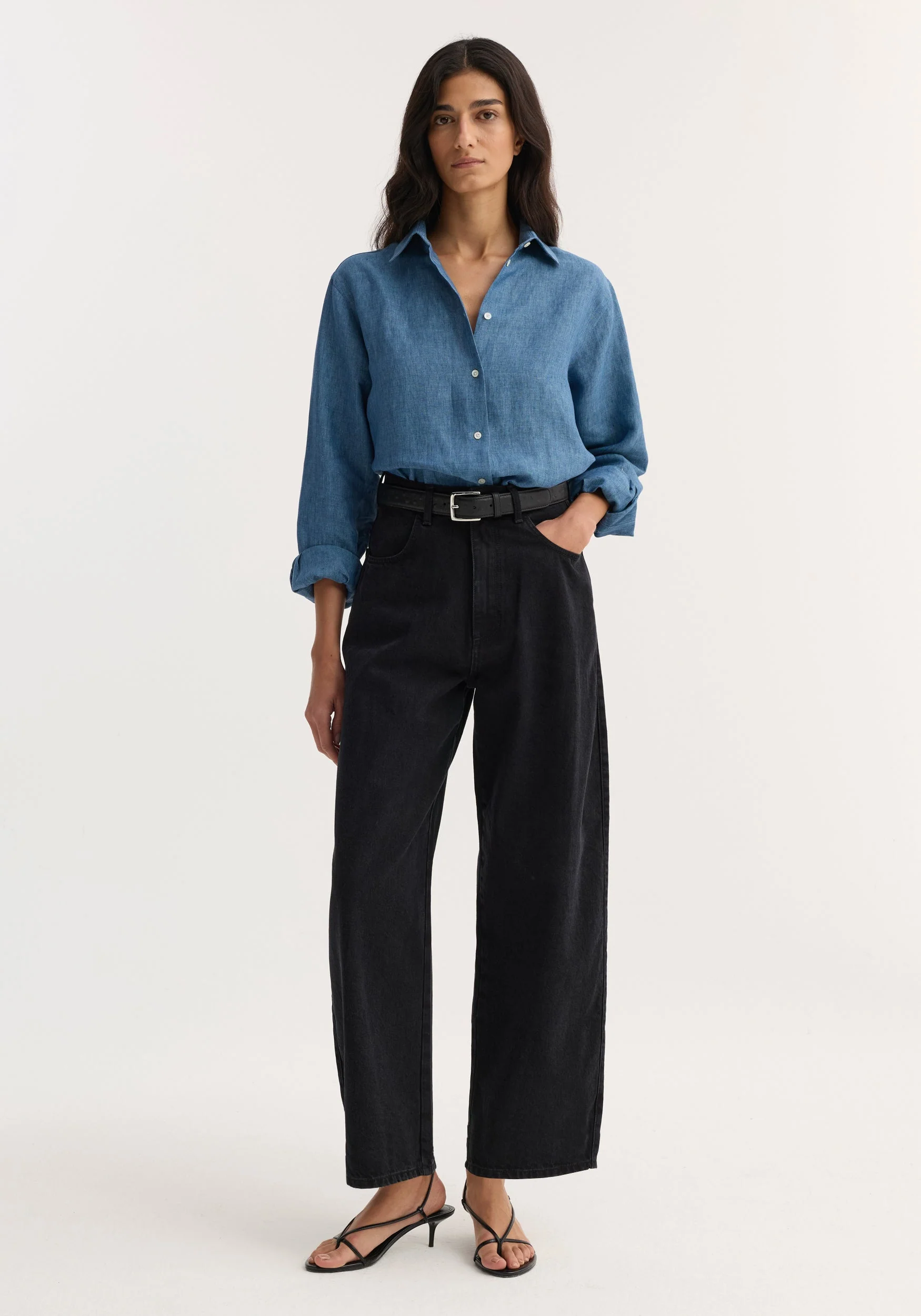 ROHE - Barrel leg denim | black