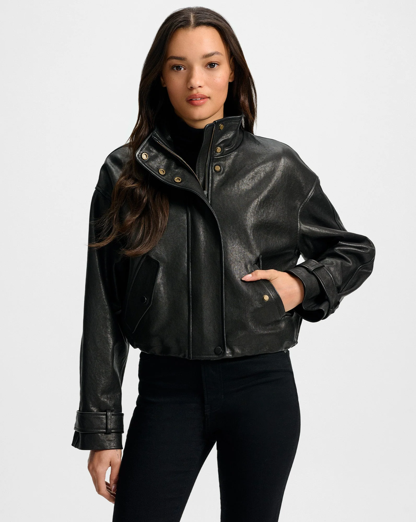 Veronica Beard - Bateman Cropped Leather Jacket