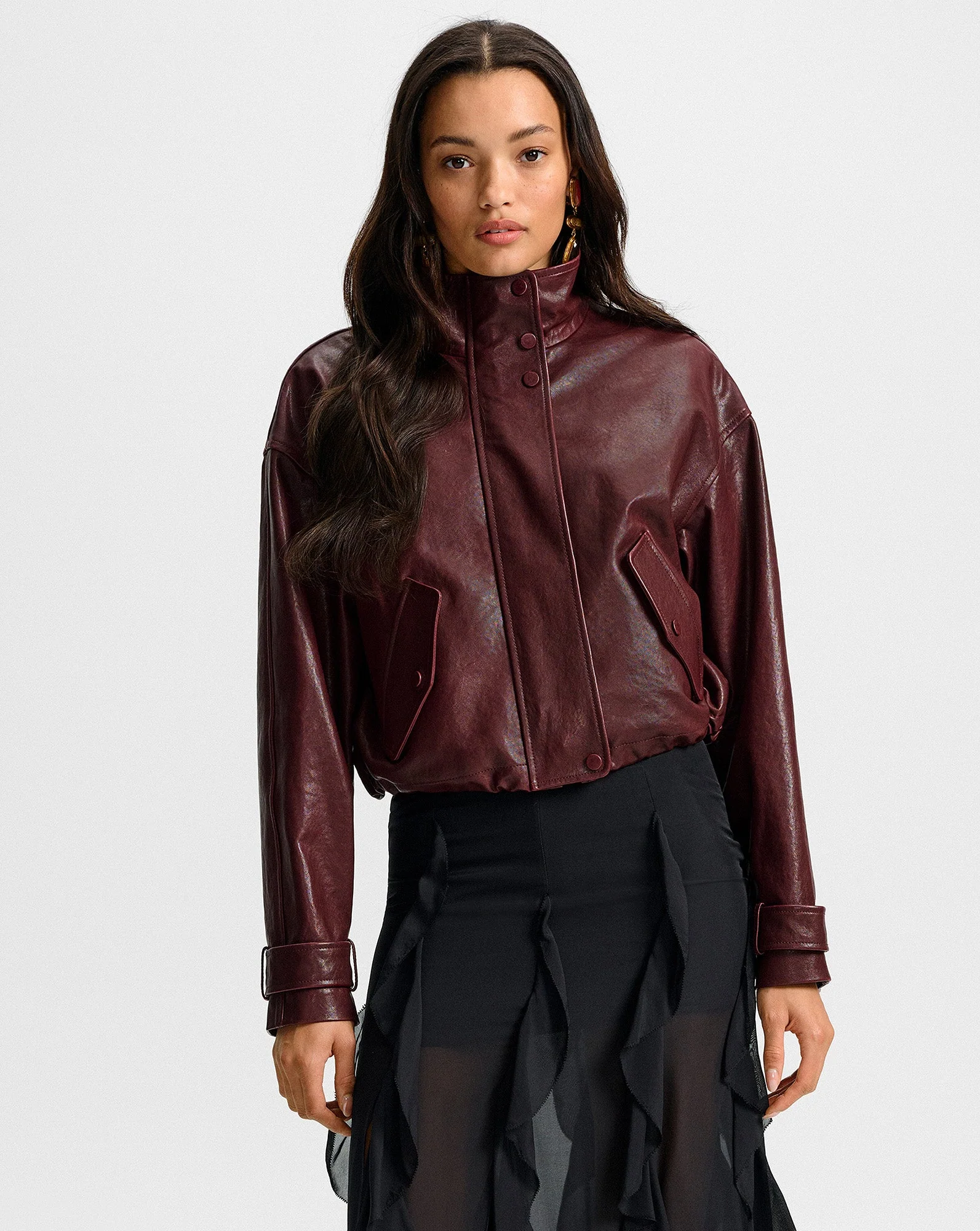 Veronica Beard - Bateman Cropped Leather Jacket