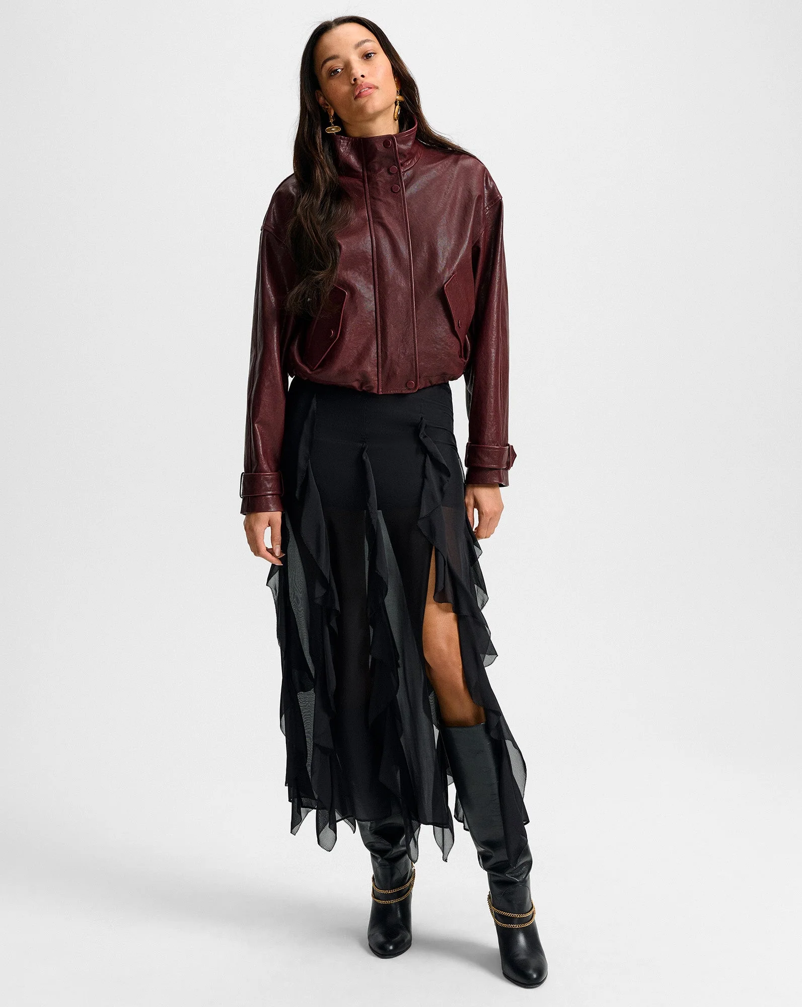 Veronica Beard - Bateman Cropped Leather Jacket - Image 2