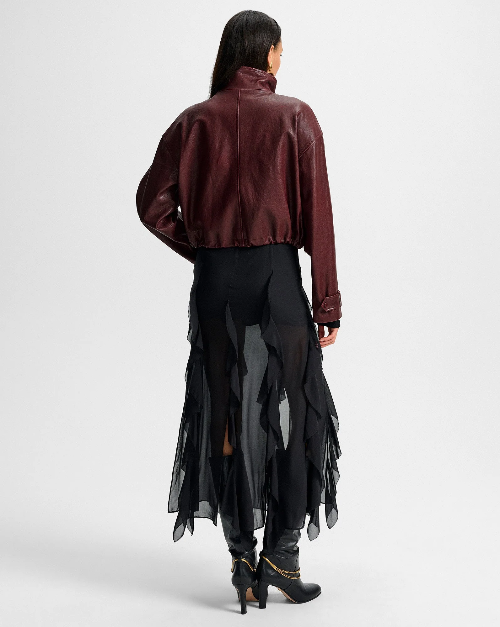 Veronica Beard - Bateman Cropped Leather Jacket - Image 4