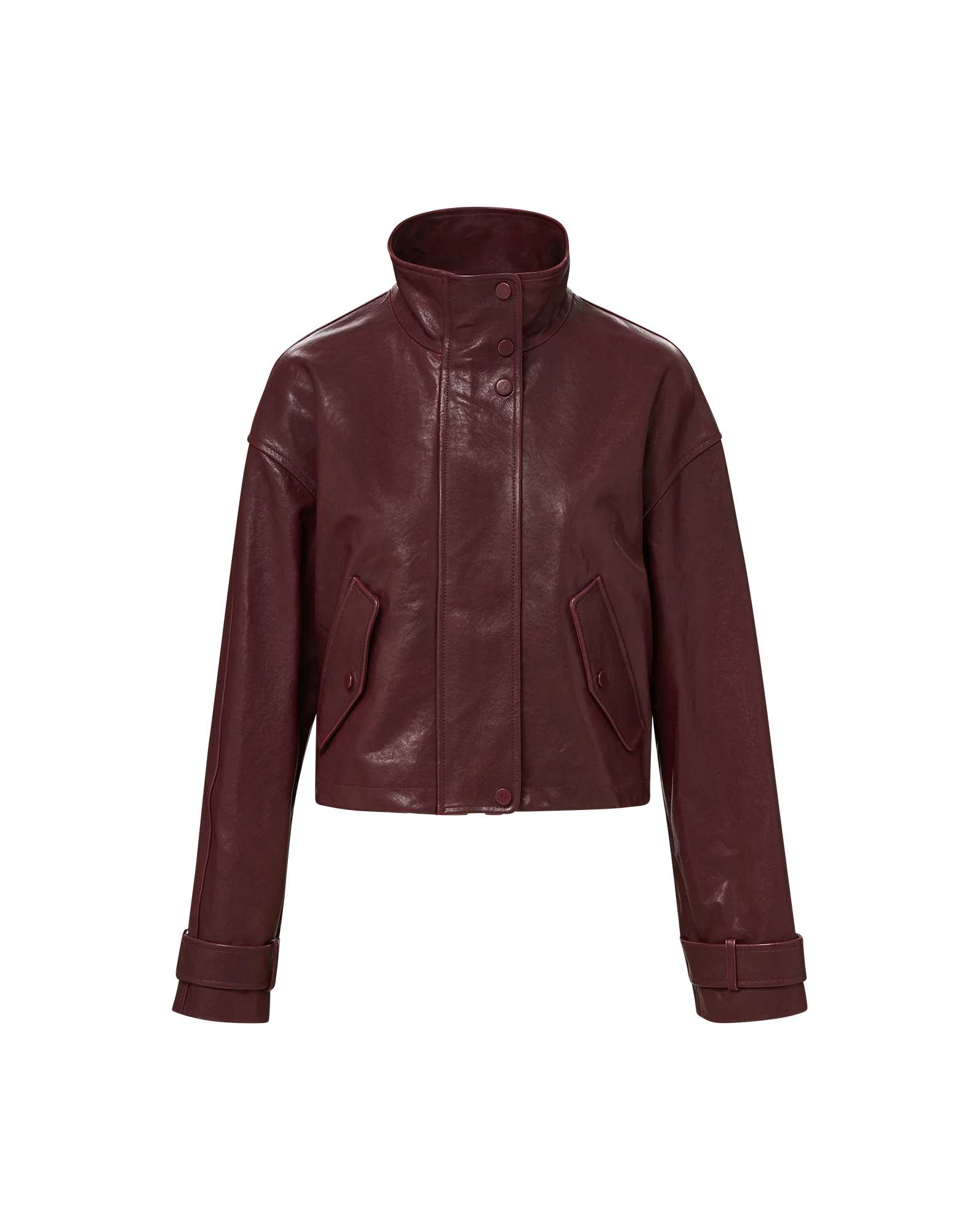 Veronica Beard - Bateman Cropped Leather Jacket - Image 5