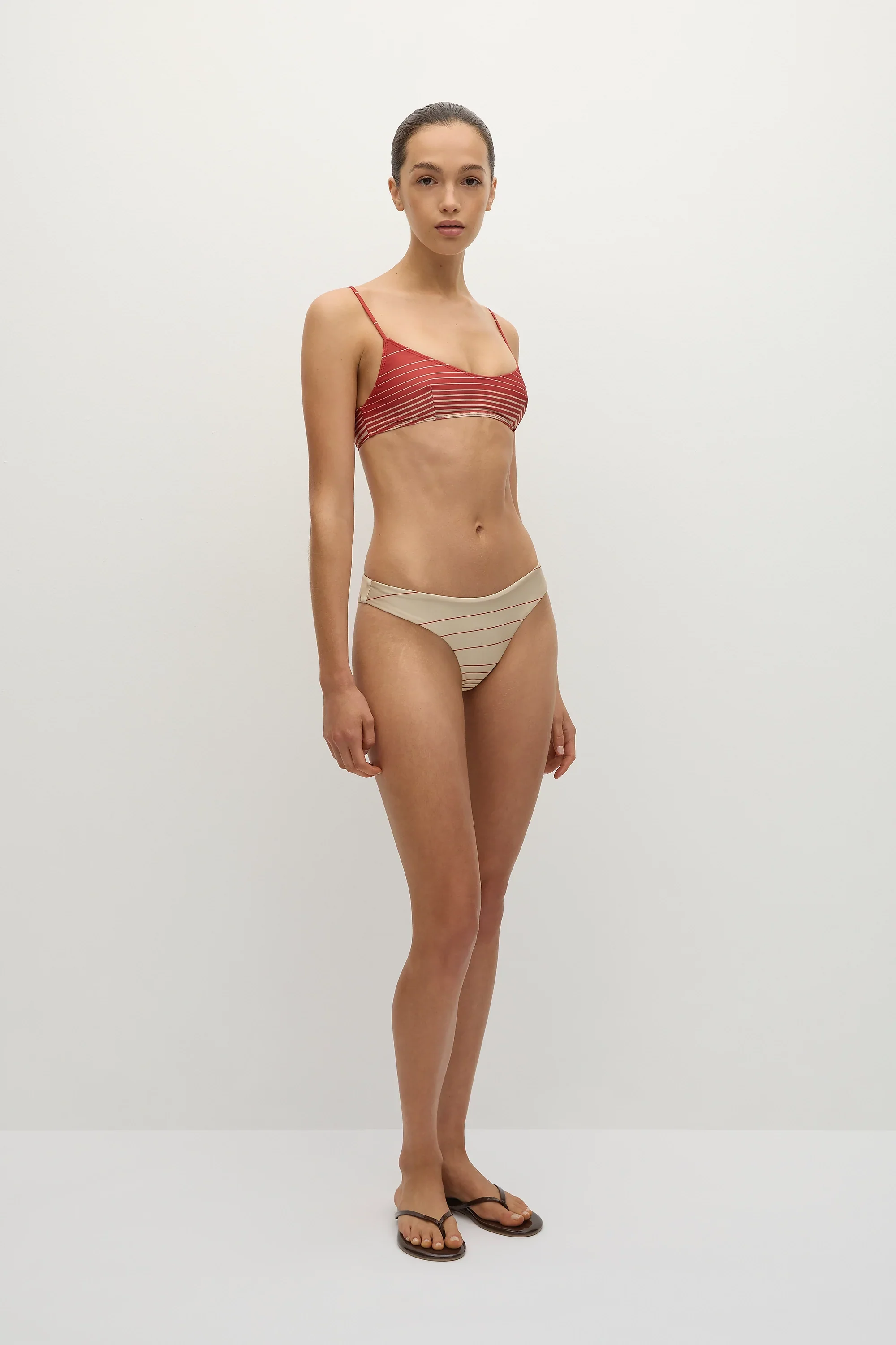 Faithfull - Bebe Bikini Bottom Accordion Stripe Amber Fawn - Final Sale - Image 2