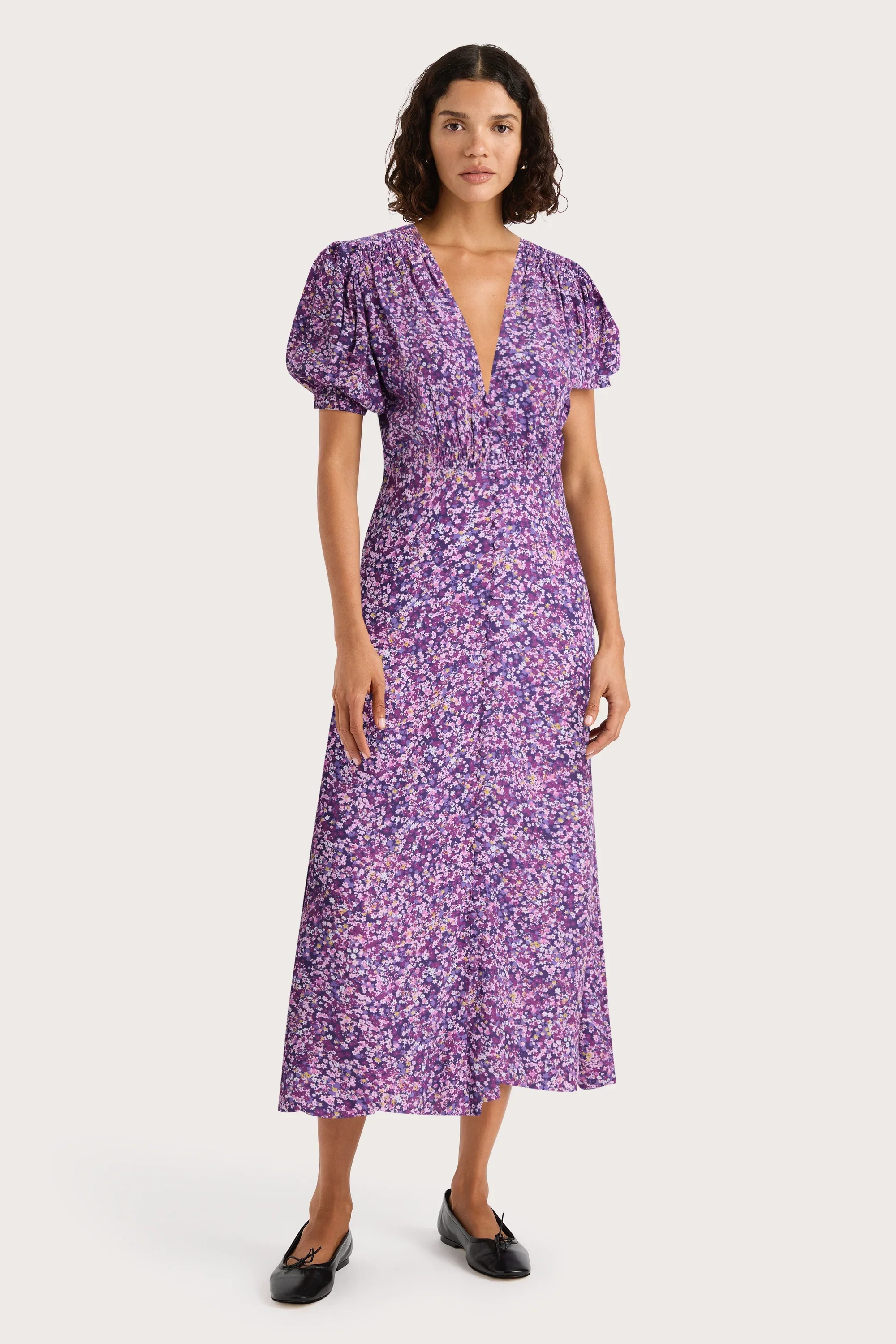 Faithfull - Bellavista Midi Dress Meander Micro Purple - Final Sale