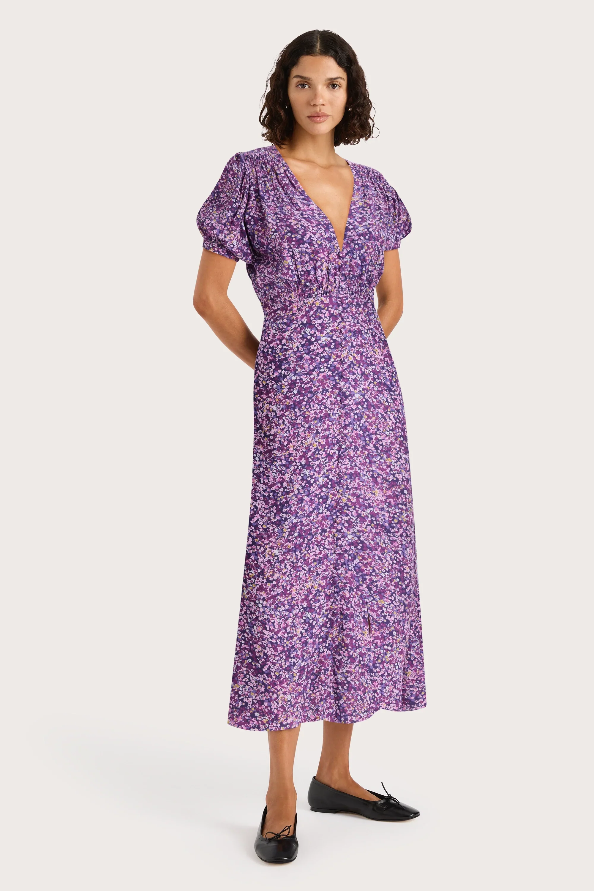 Faithfull - Bellavista Midi Dress Meander Micro Purple - Final Sale - Image 3